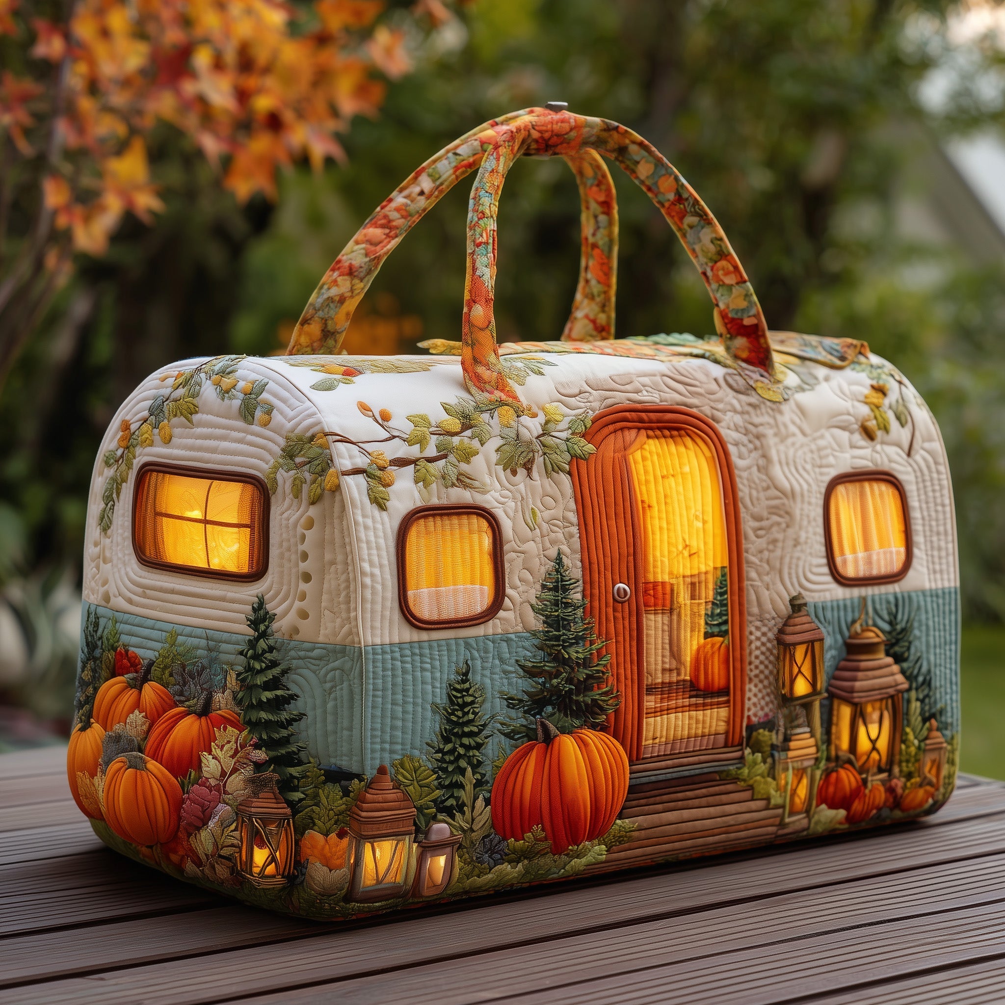 Cozy Camper Quilted Duffle Bag Daily Essentials Organizer