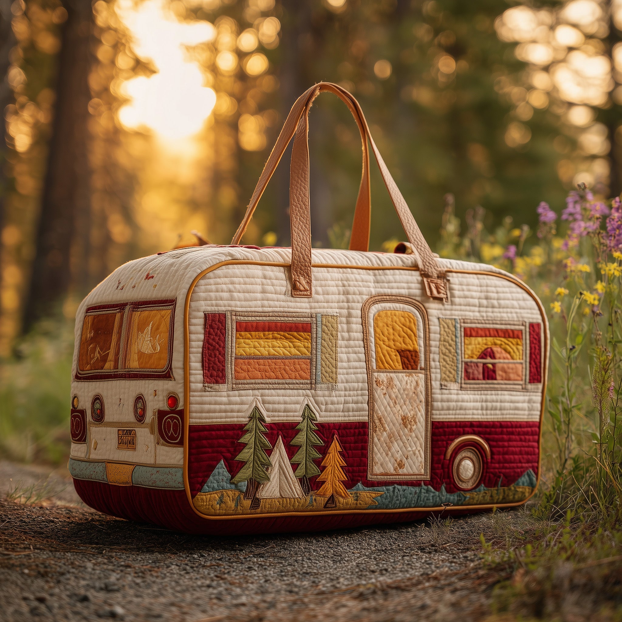 Cozy Camper Quilted Duffle Bag For Carry On Use