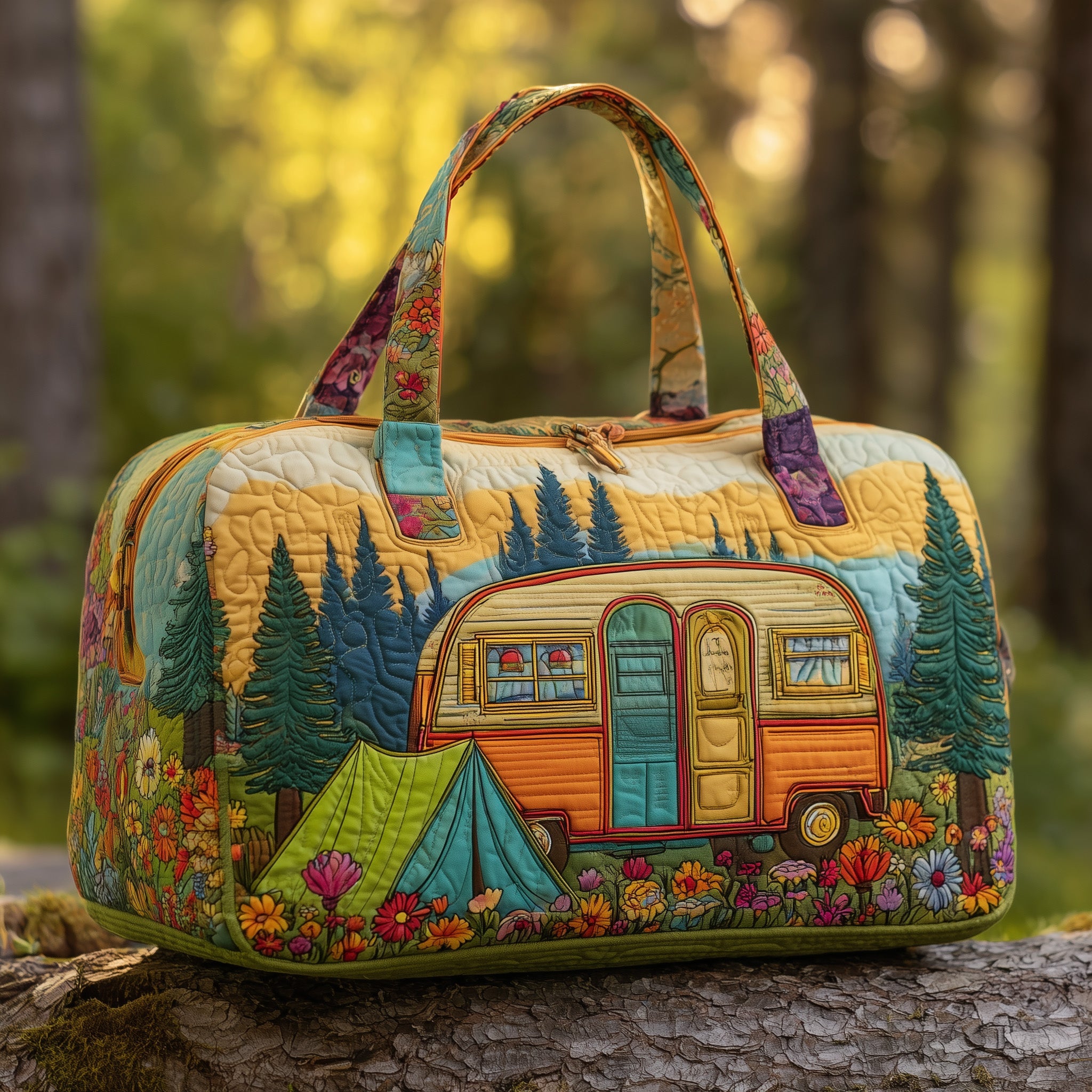 Cozy Camper Quilted Duffle Bag For Daily Commute