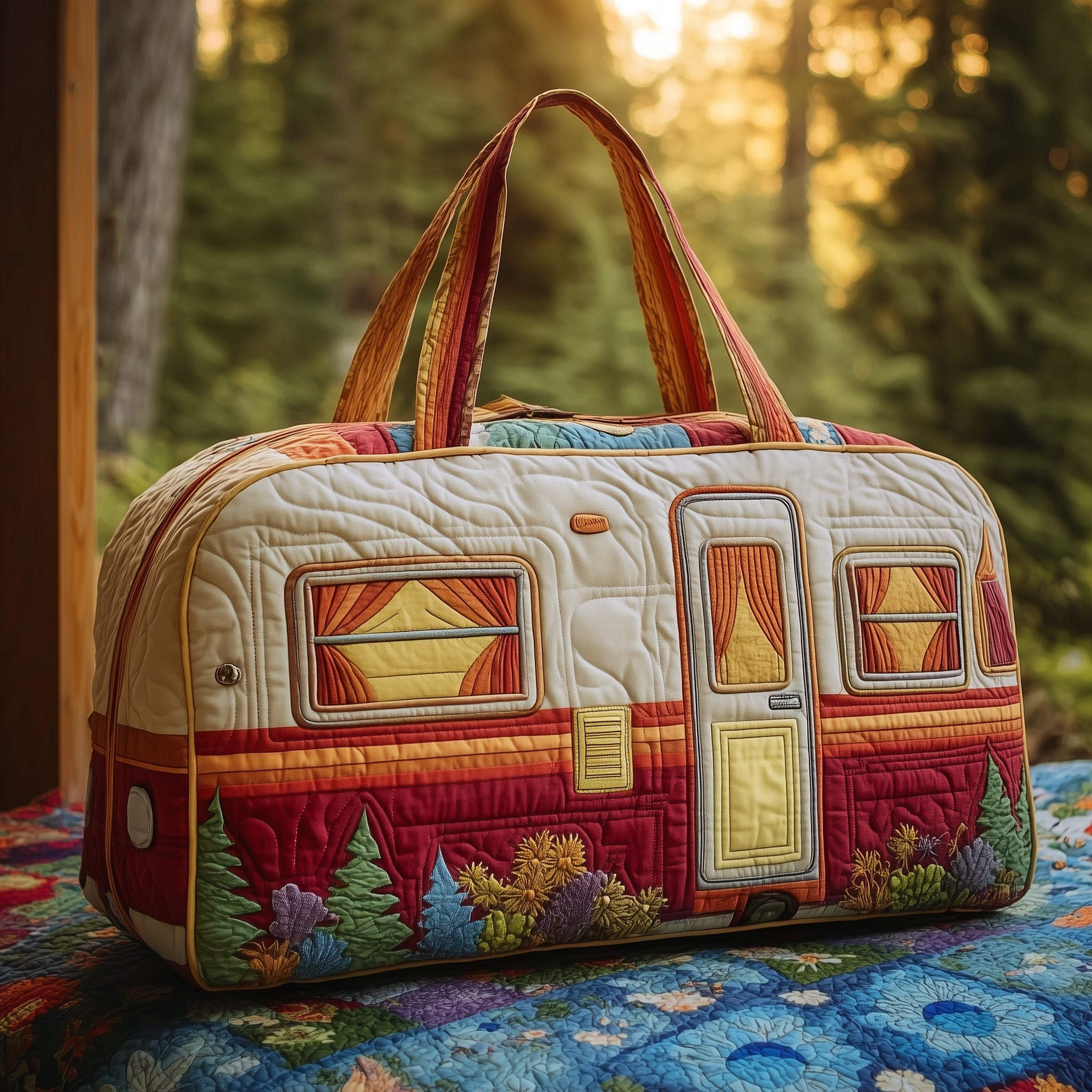 Cozy Camper Quilted Duffle Bag For Office And Campus