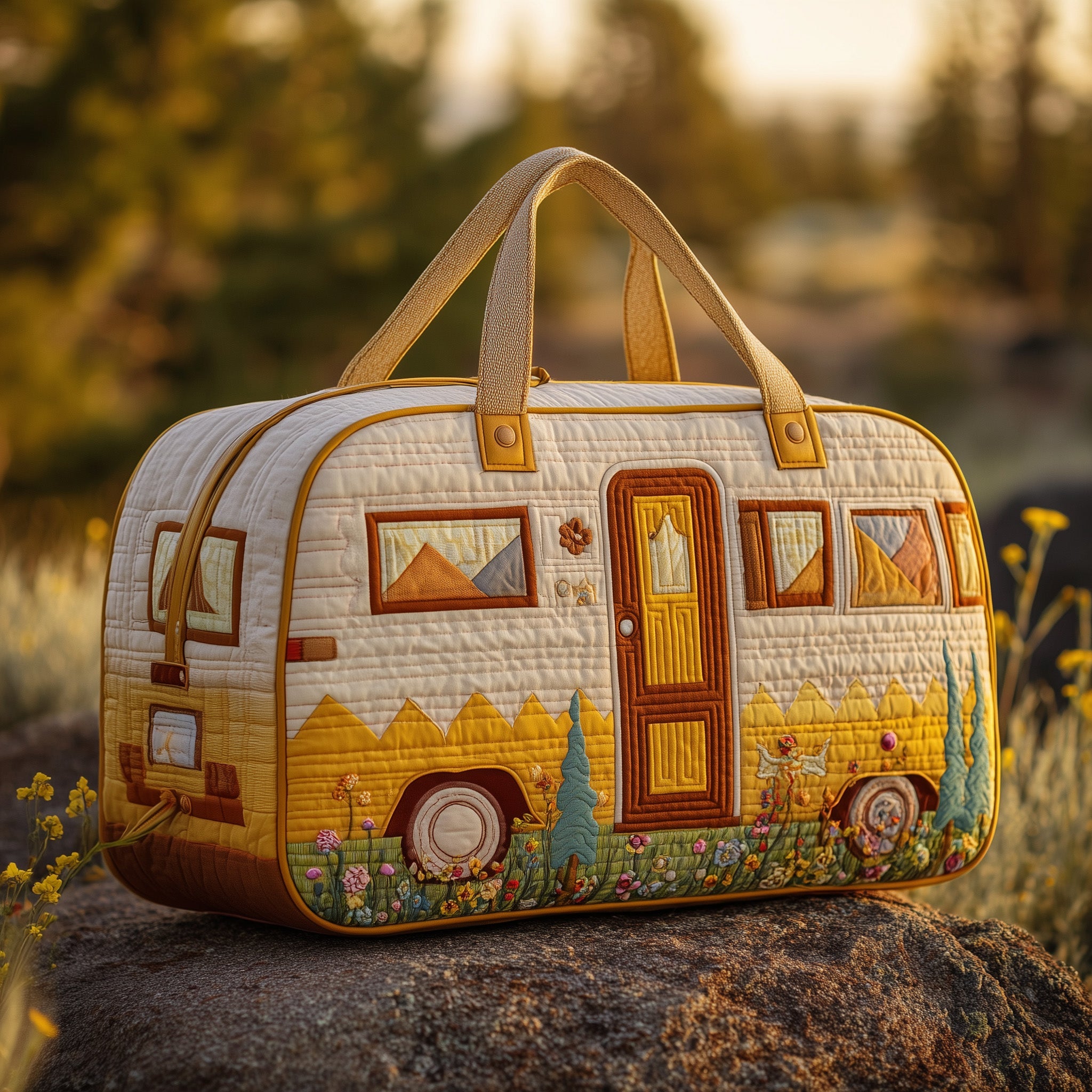 Cozy Camper Quilted Duffle Bag For Outdoor Activities