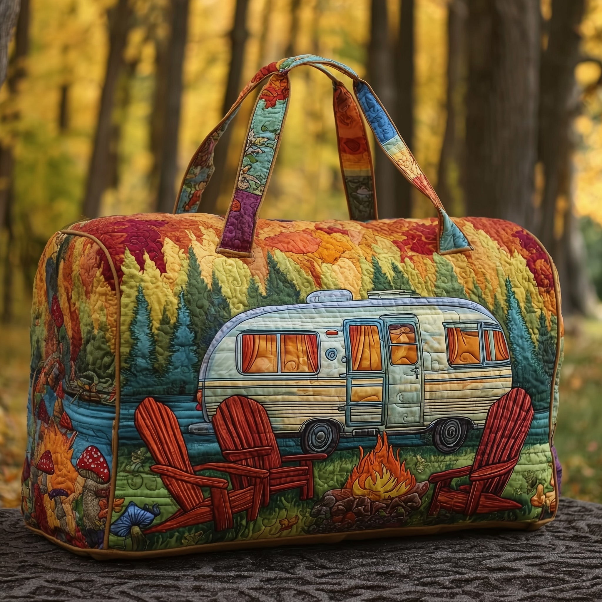 Cozy Camper Quilted Duffle Bag For Weekend Trips