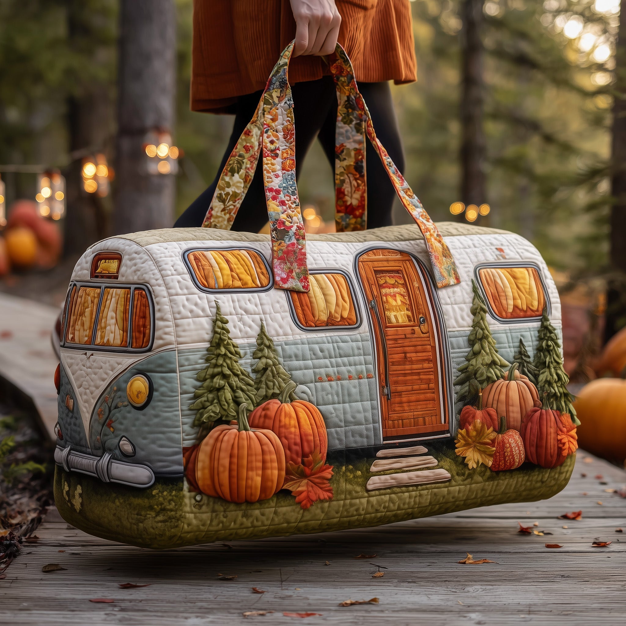 Cozy Camper Quilted Duffle Bag Travel Friendly Design