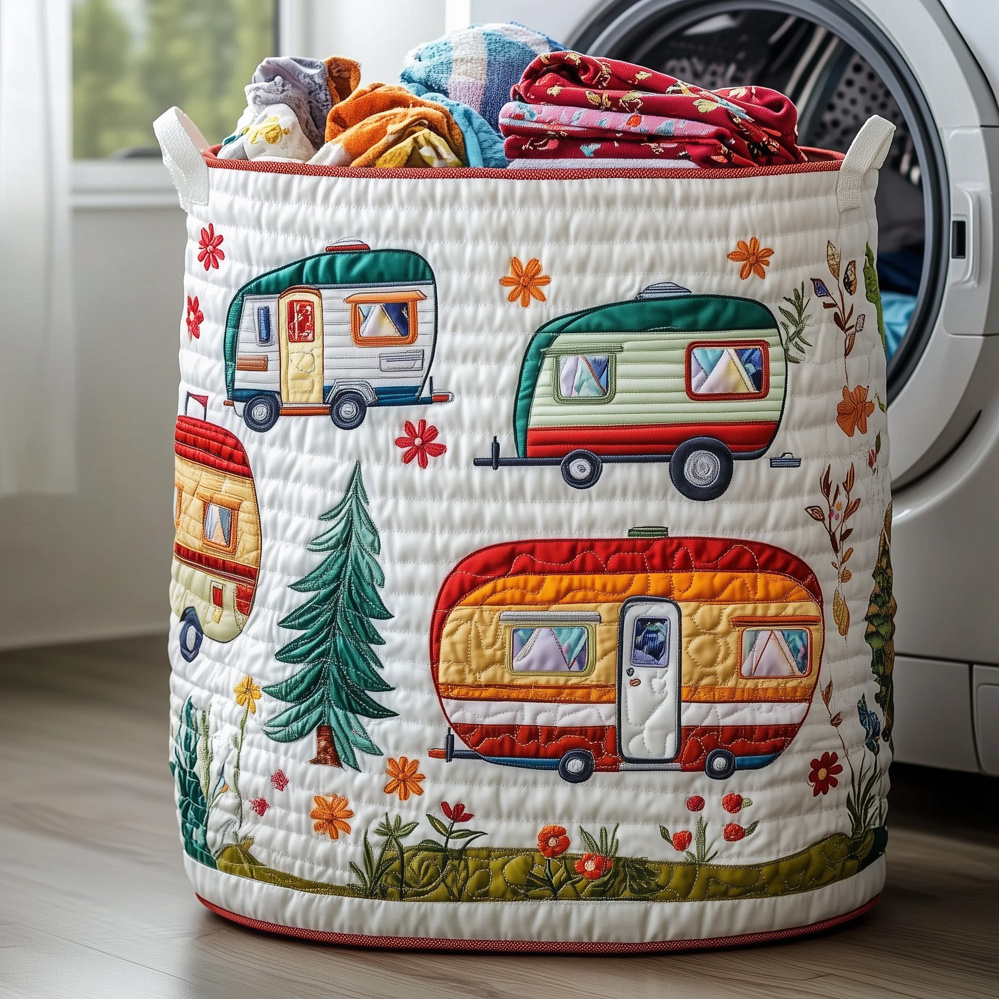 Cozy Camper Quilted Laundry Basket Great Presents For Camping Lovers