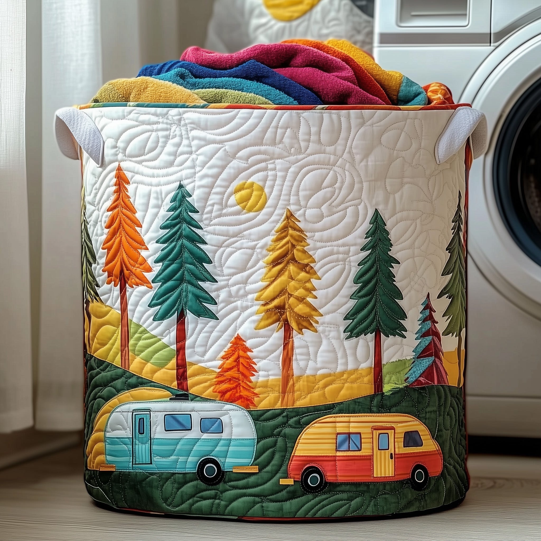 Cozy Camper Quilted Laundry Basket Unique Ralated Camping Gifts