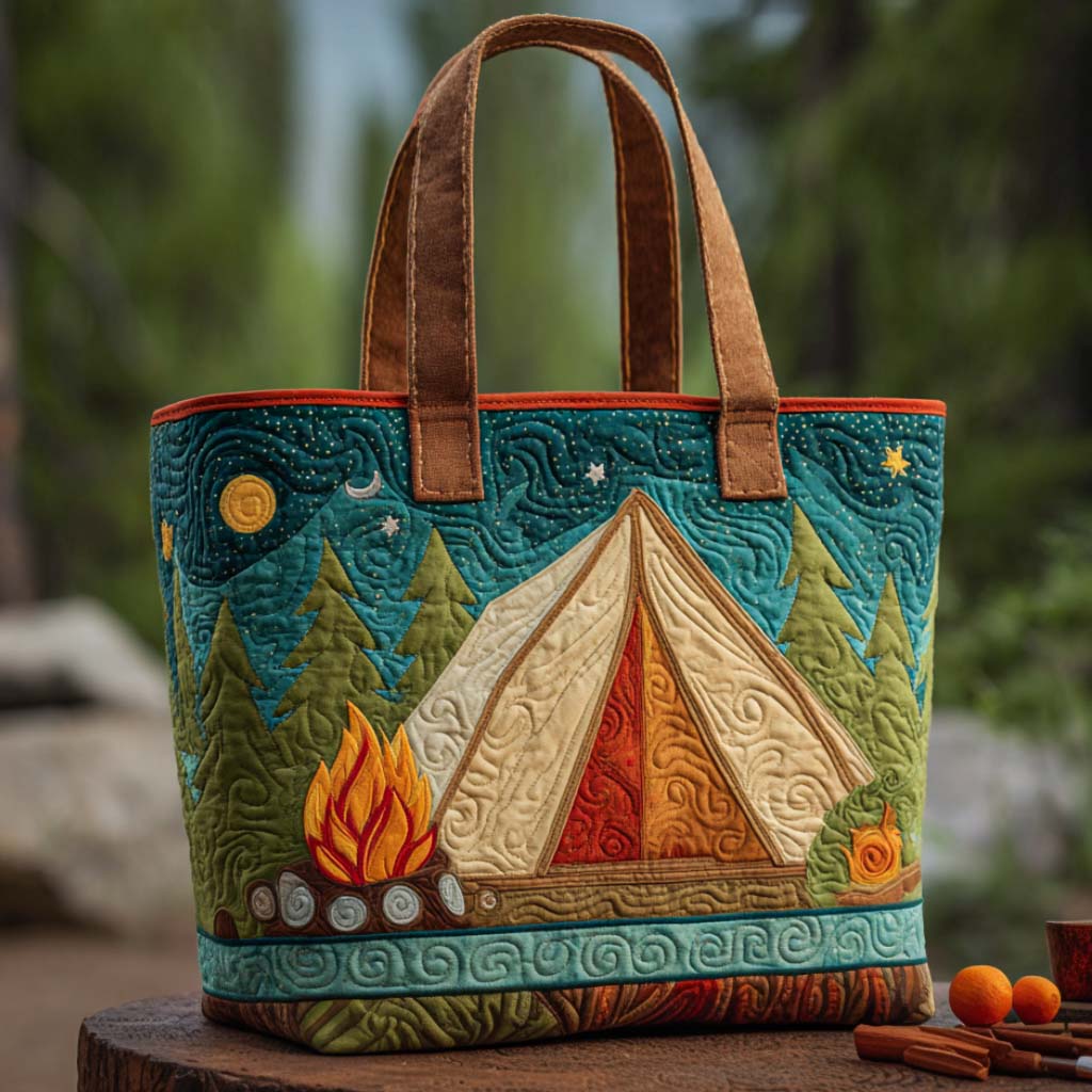 Cozy Camper Vibes Quilted Tote Bag Best Camping Gifts For Him