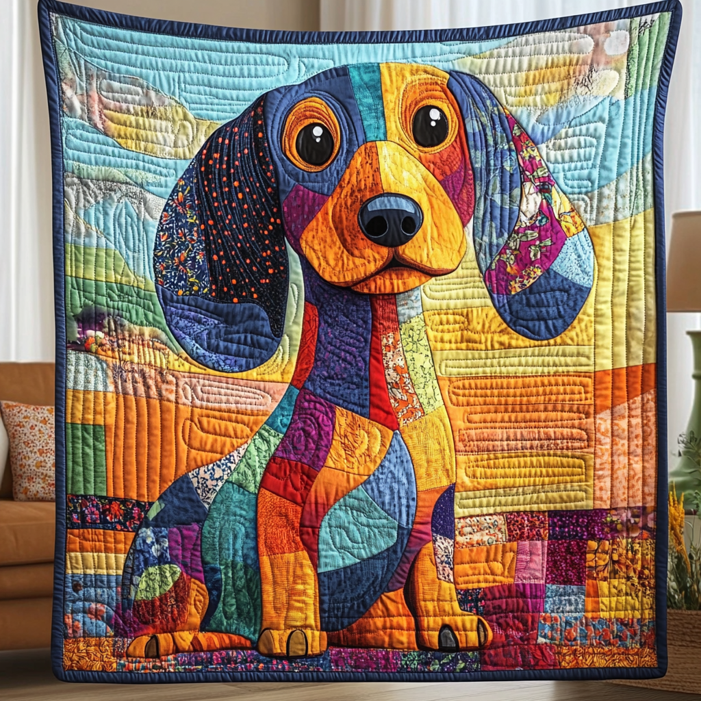 Cozy Canine Quilted Blanket Christmas Room Decor Sausage Dog Presents