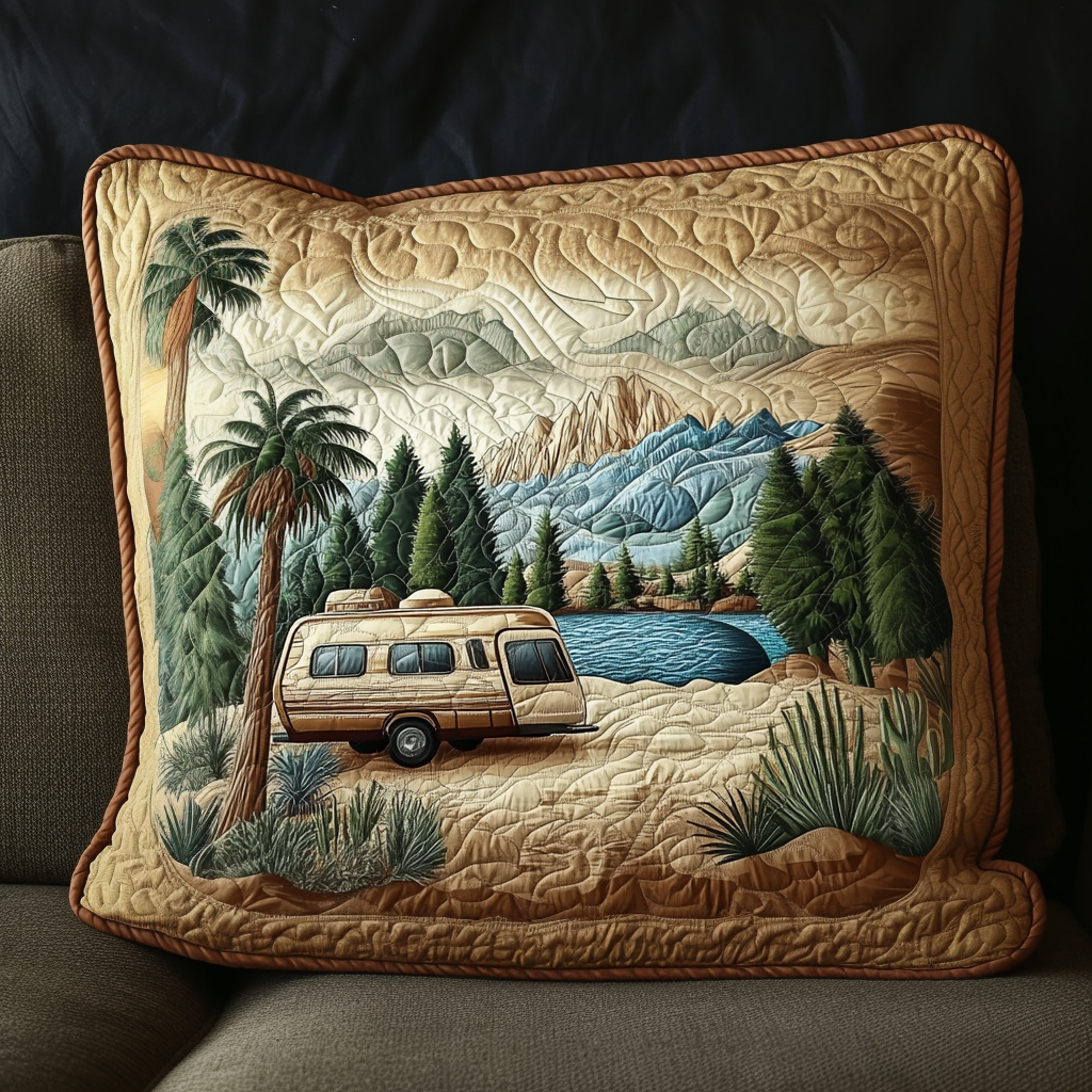 Cozy Caravan Quilted Pillow Case Best Throw Pillow Covers Unique Camping Themed Gifts
