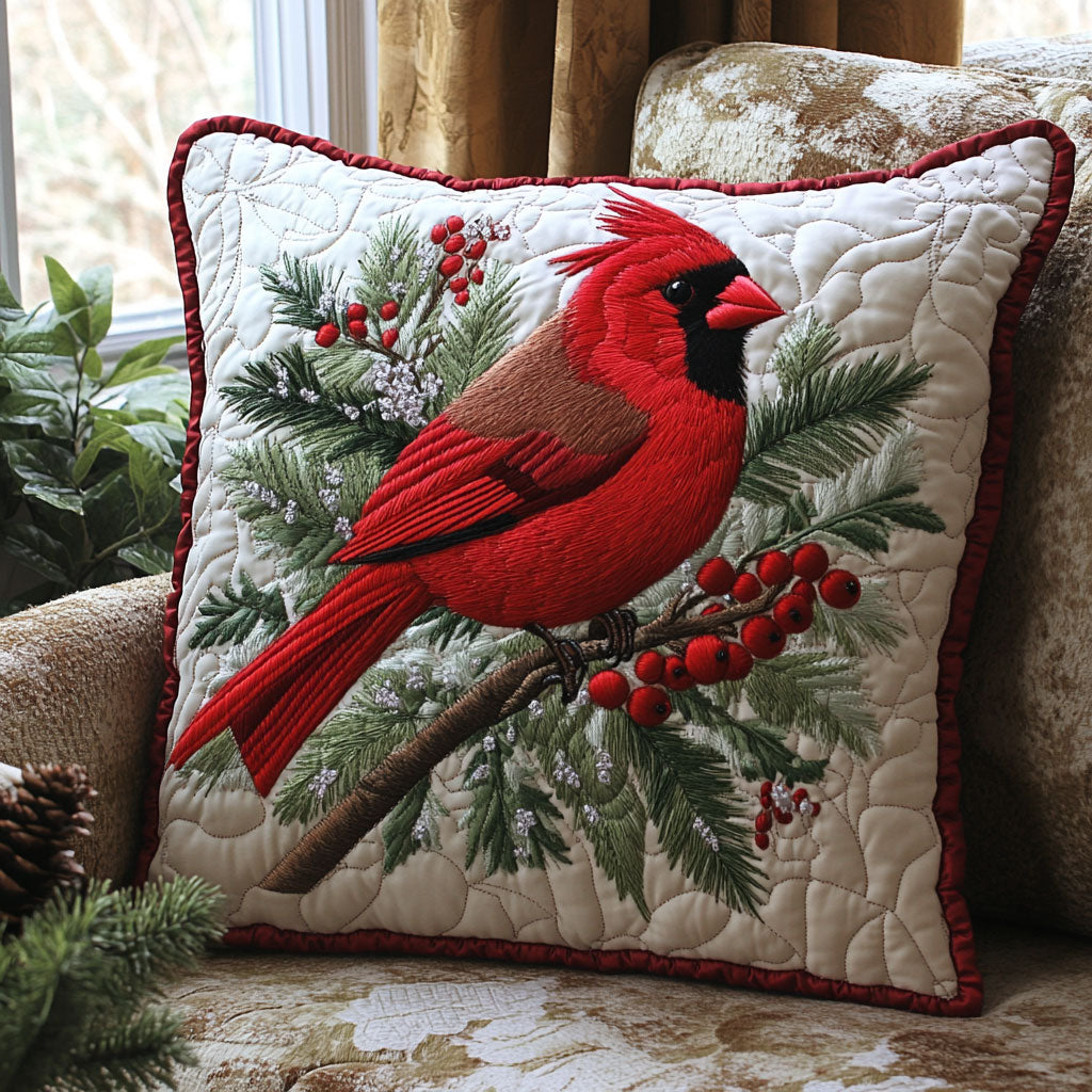 Cozy Cardinal Quilted Pillow Case Fall Sofa Pillows Thanksgiving Present For Uncle