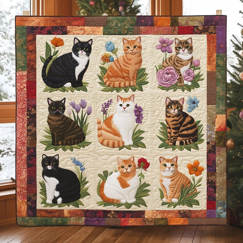 Cozy Cat Bloom Quilt Blanket Sofa Throws Awesome Gifts For Cat Lovers