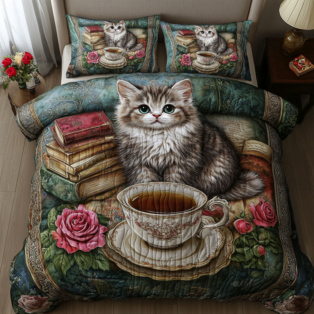 Cozy Cat Corner Quilted Bedding Set Unique Bed Sheet Set Book Themed Birthday Presents