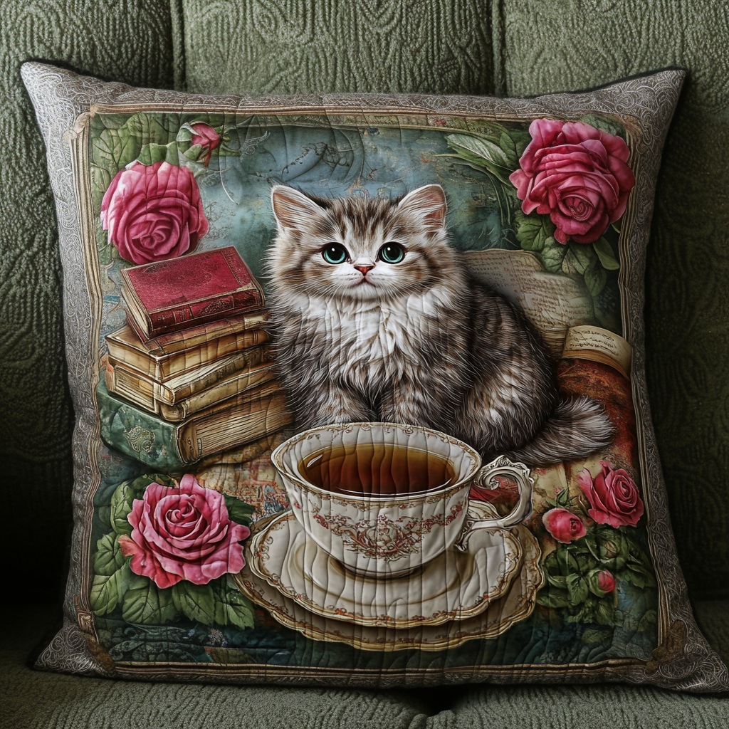 Cozy Cat Corner Quilted Pillow Case Throw Pillow Case Covers Good Cat Gifts