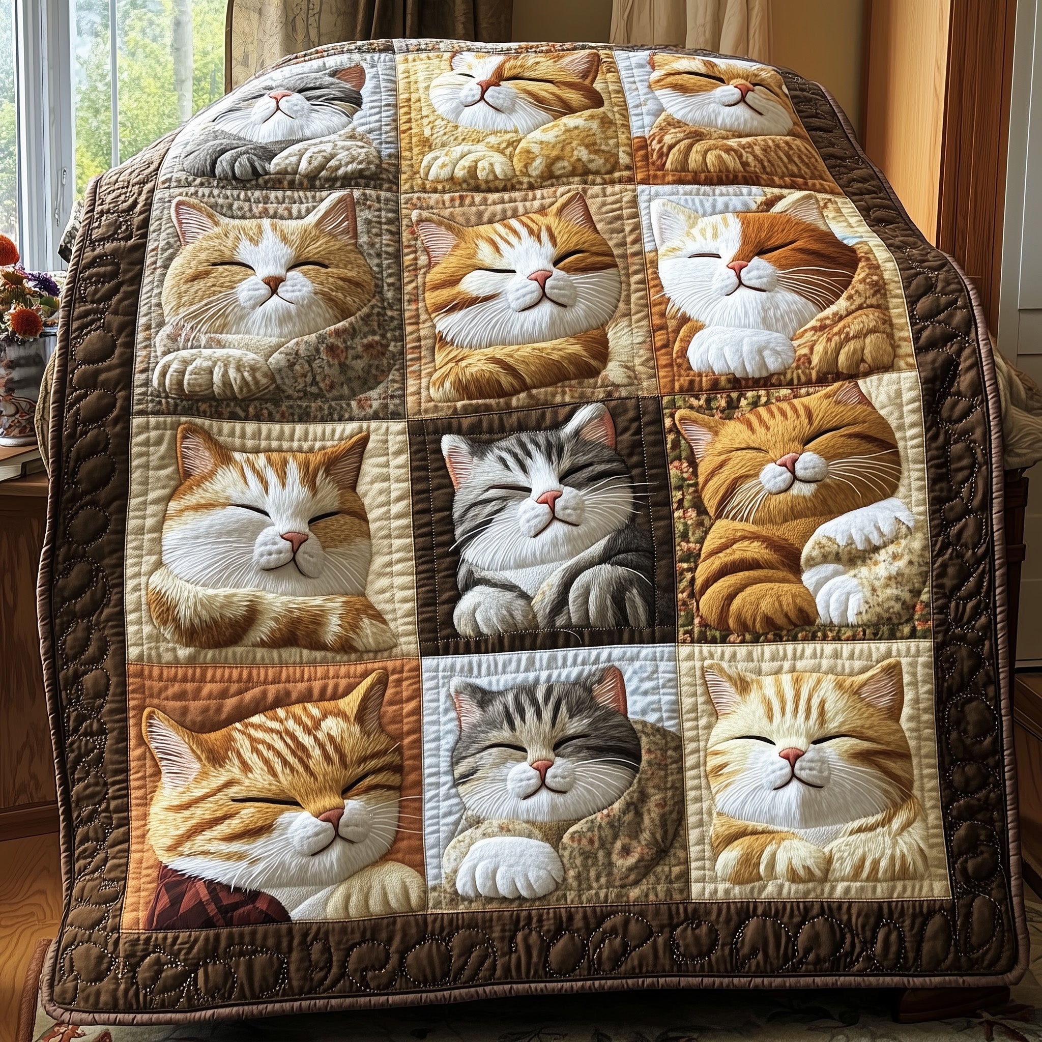 Cozy Cat Nap Quilted Blanket Sofa Throw BlanketBest Cat Presents