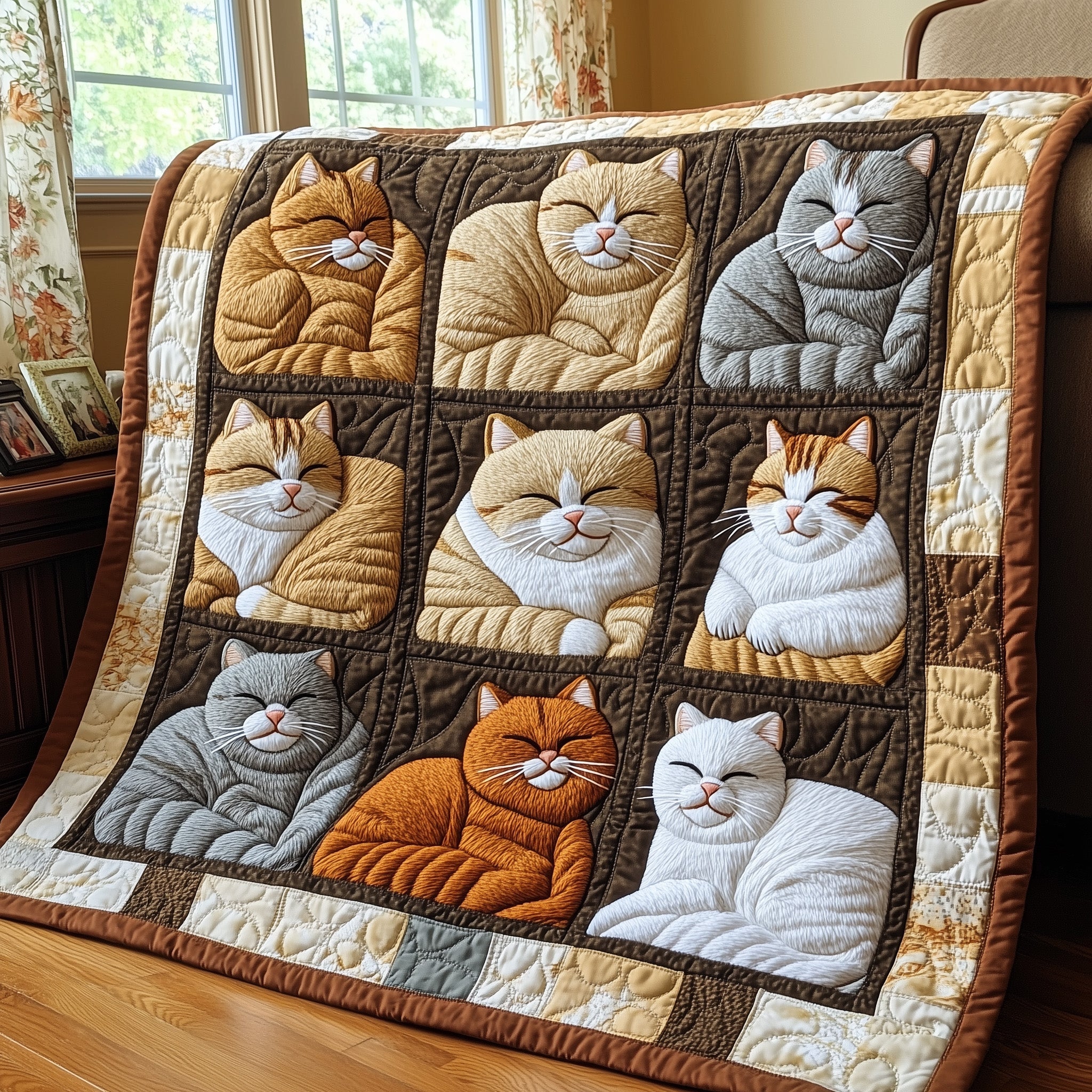 Cozy Cat Nap Quilted Blanket Sofa Throw BlanketGifts For Cat People