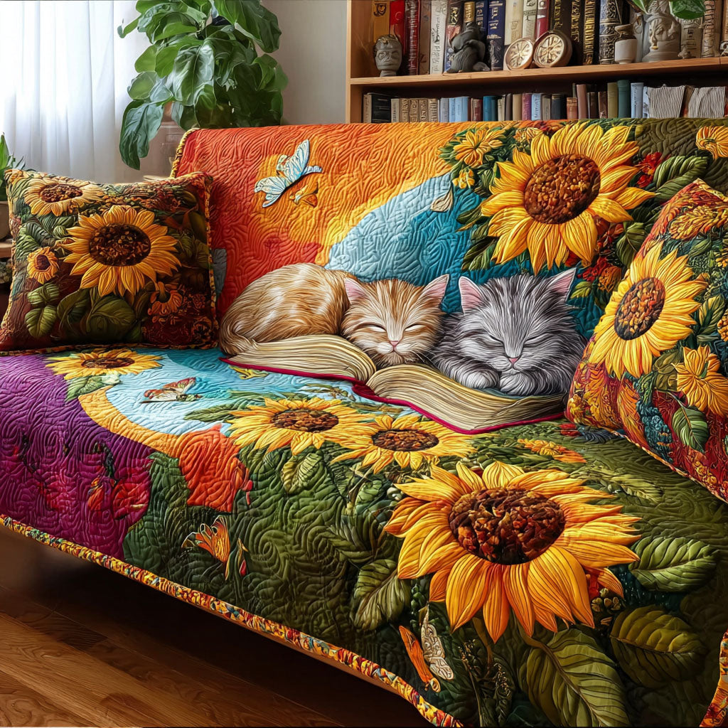 Cozy Cat Tales Quilted Sofa Cover Sofa Seat Covers Novelty Book Themed Gifts