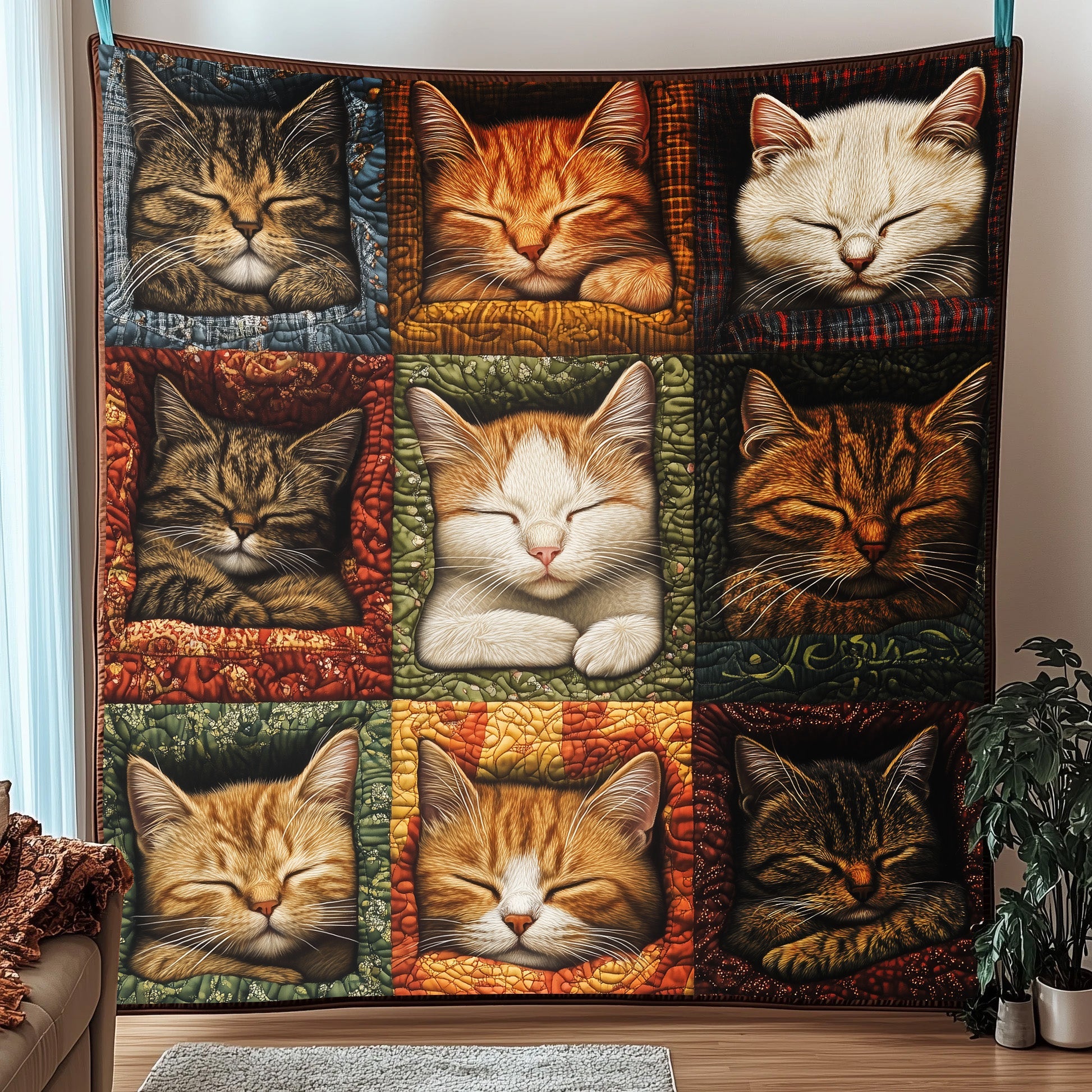 Cozy Catnap Quilted Blanket Cute Cozy BlanketGifts For New Cat Owners