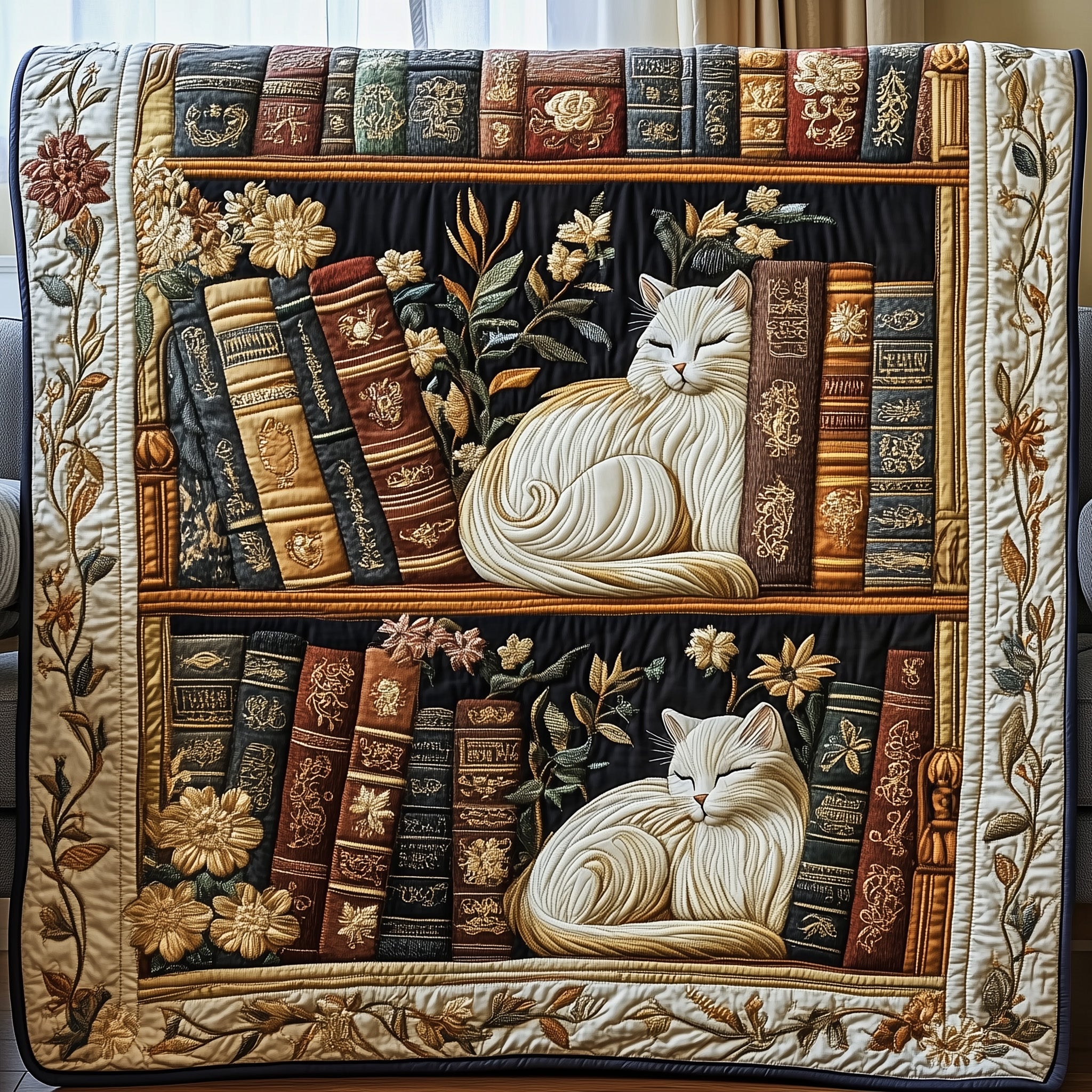 Cozy Catnap Quilted Blanket Merchandise Throw BlanketAwesome Cat Gifts