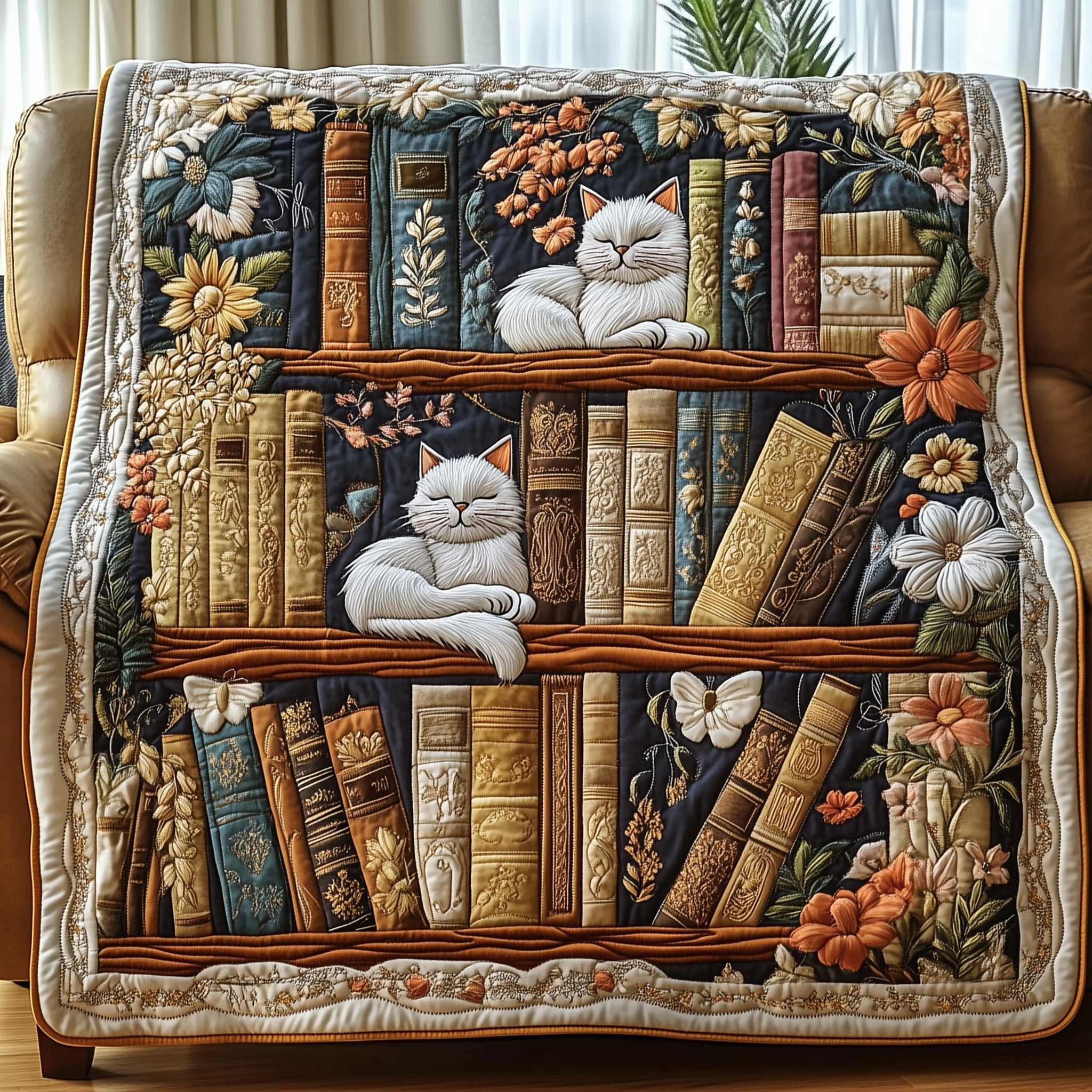 Cozy Catnap Quilted Blanket Merchandise Throw BlanketCat Presents For Her