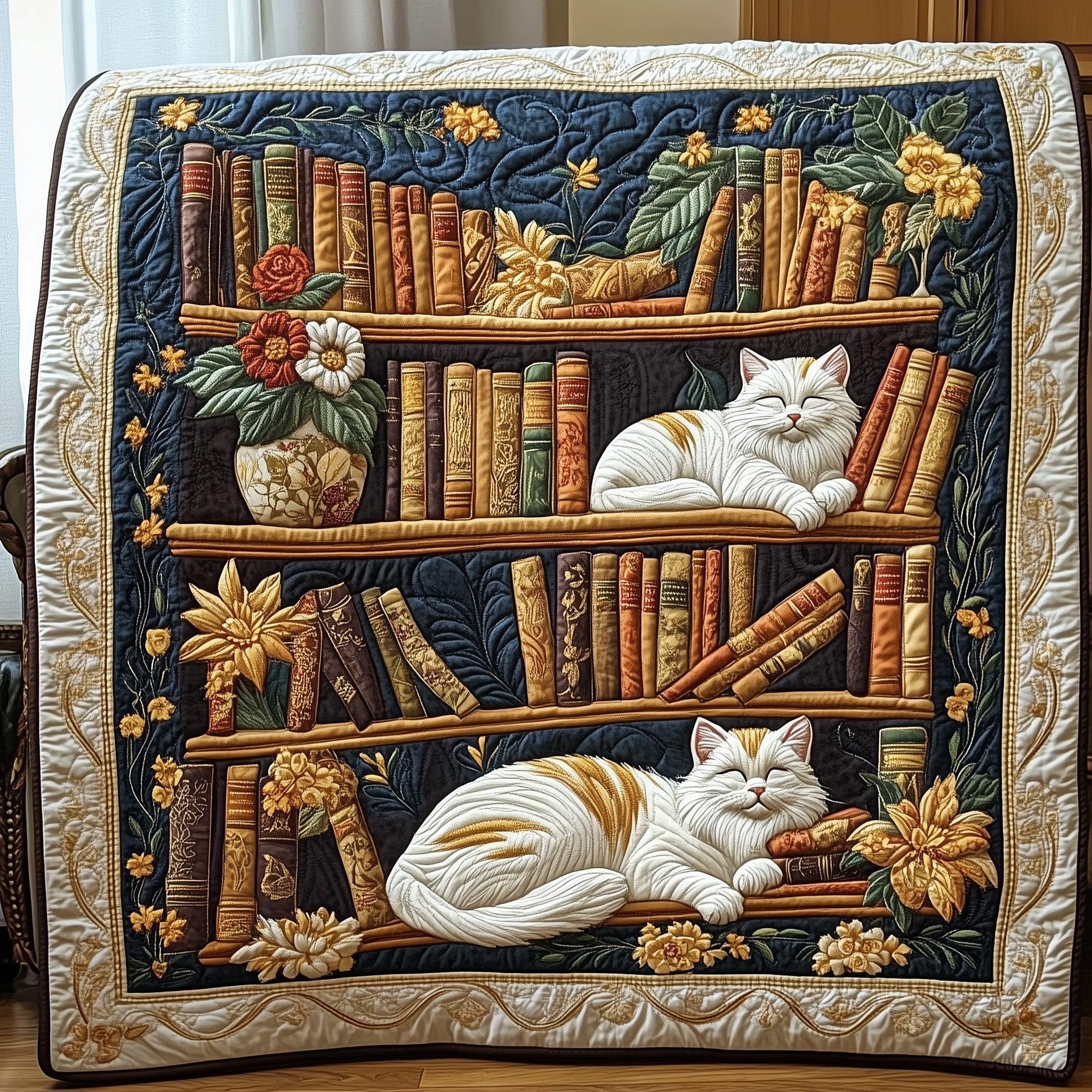 Cozy Catnap Quilted Blanket Merchandise Throw BlanketCool Cat Presents