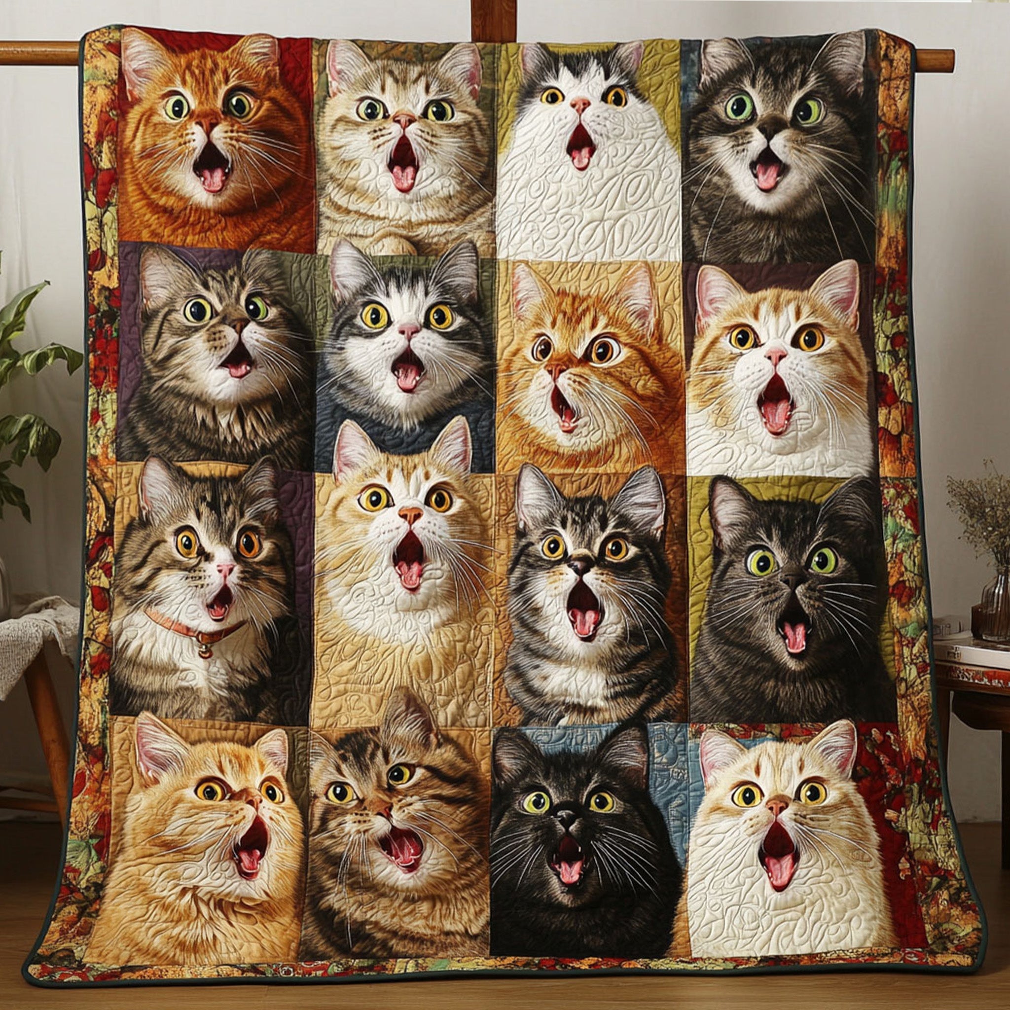 Cozy Catscape Quilted Blanket Best Gifts For Cat Lovers