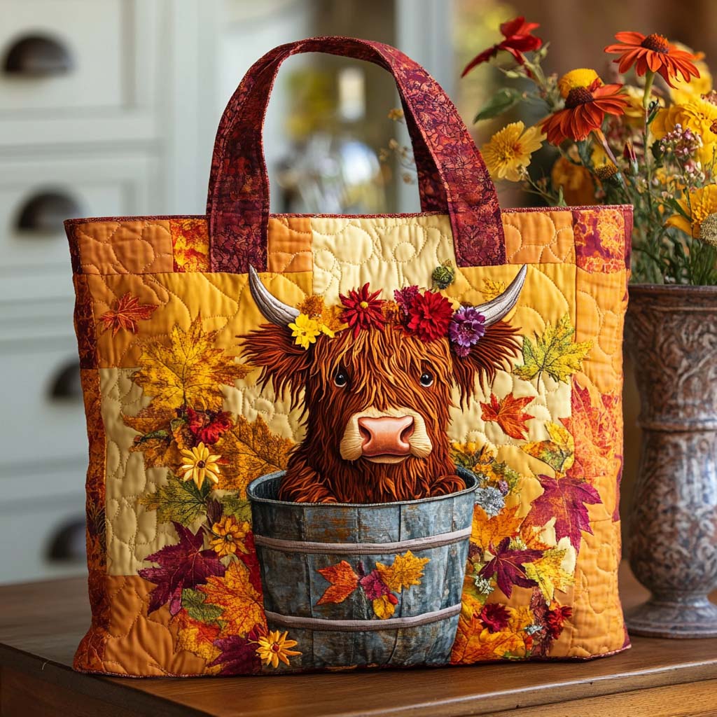 Cozy Cattle Quilted Tote Bag Cow Themed Gifts