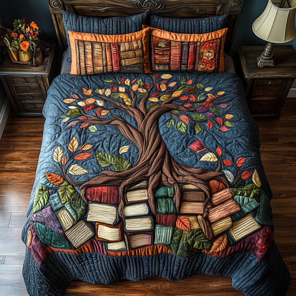 Cozy Chapters Quilted Bedding Set Duvet Cover Bed Sheet Set Great Book Presents