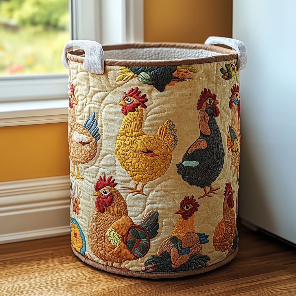 Cozy Chicken Quilted Laundry Basket Merch For Friends