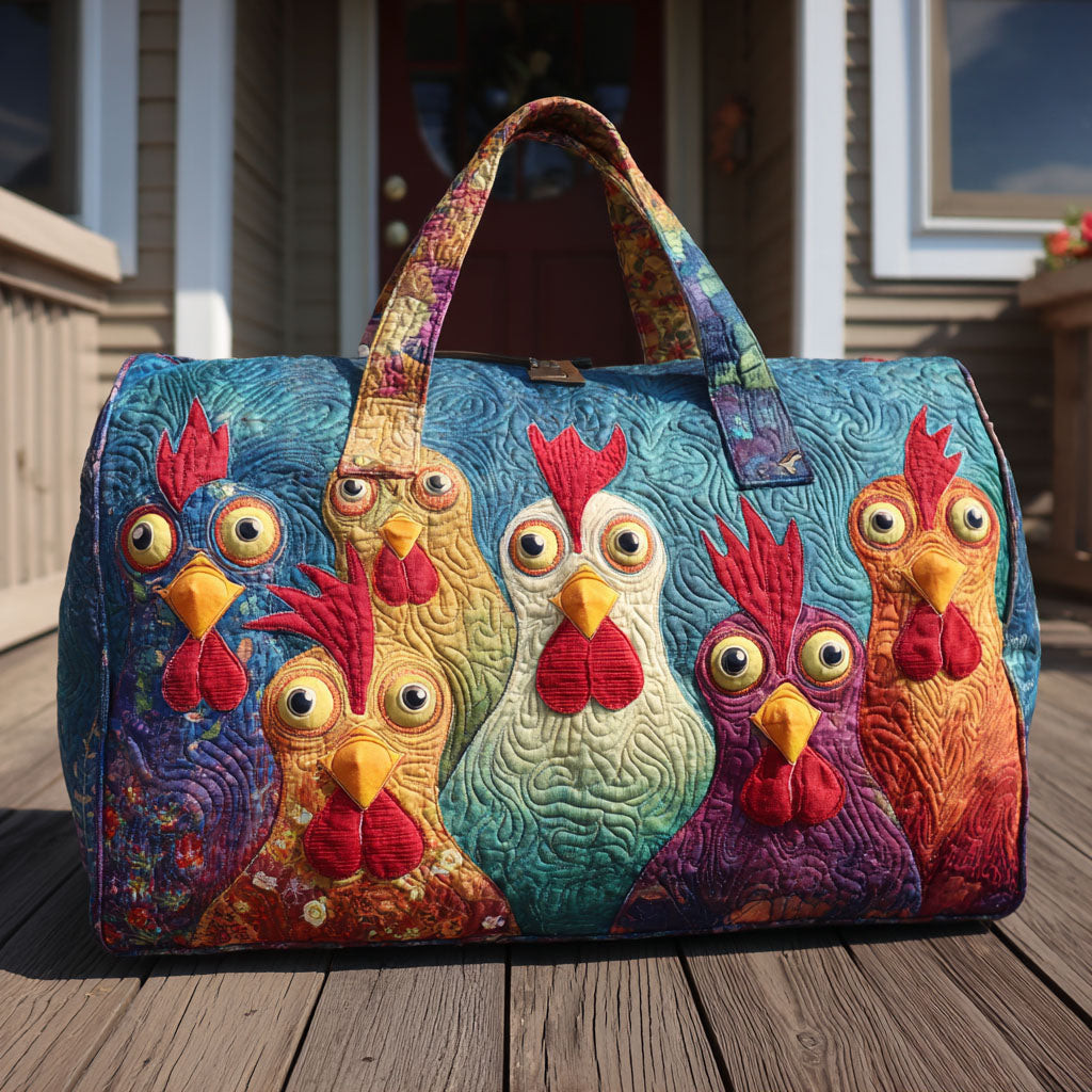 Cozy Chickens Quilted Duffle Bag Farm Animal Travel Bag Best Gift For Chicken Lovers Camping Outdoor Fun