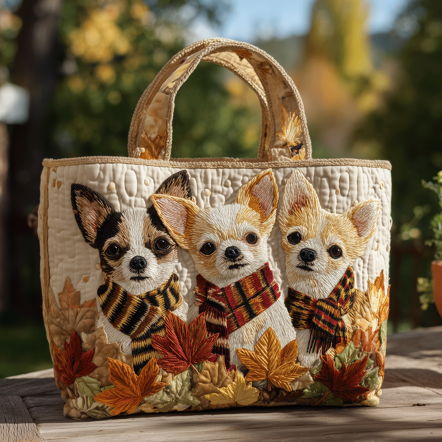 Cozy Chihuahua Quilted Tote Bag Unique Dog Gifts