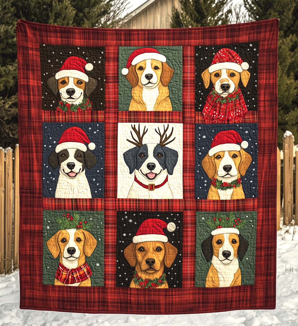 Cozy Christmas Dog Quilted Blanket Christmas Presents For Dog Lovers