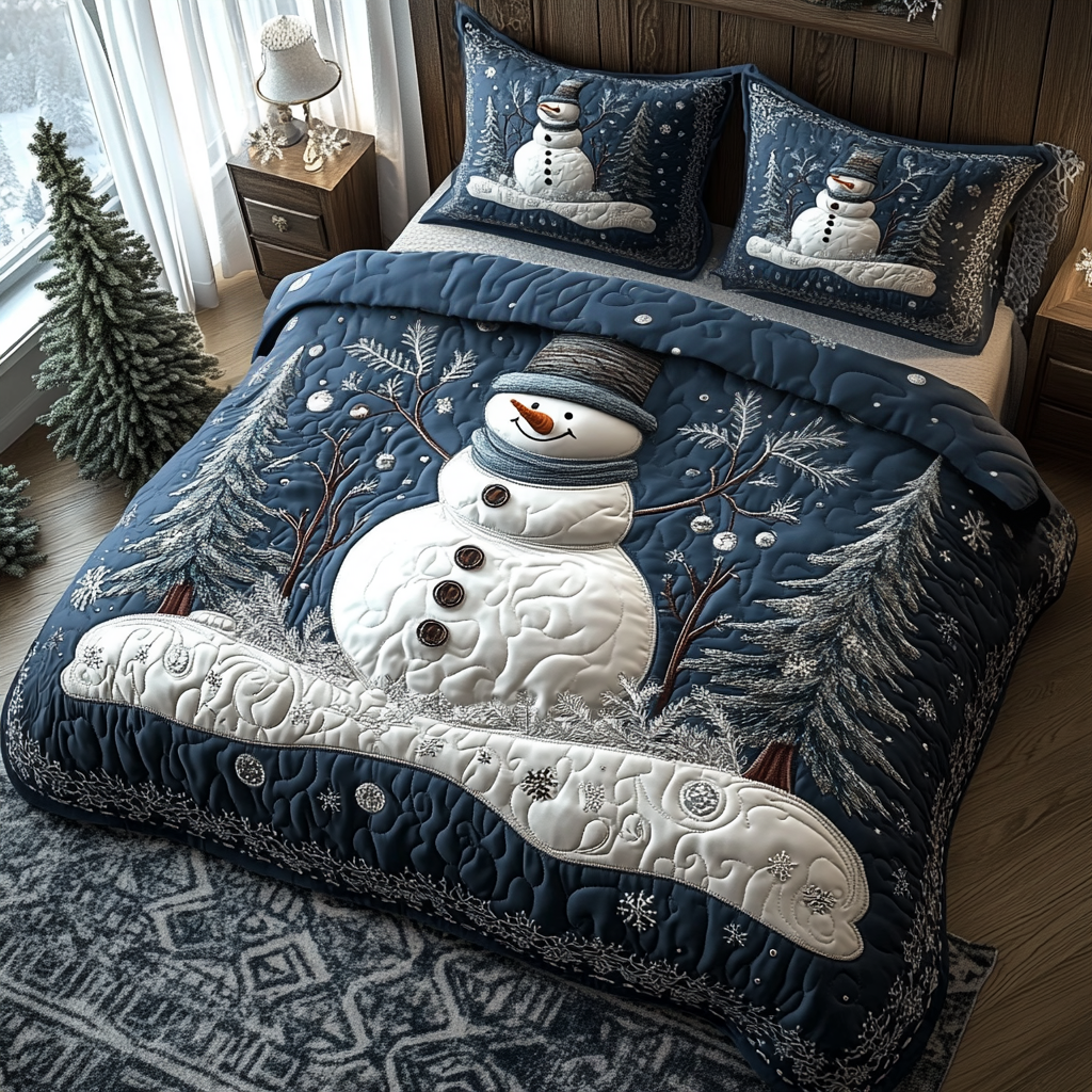 Cozy Christmas Quilted Bedding Set King Size Quilt Sets Gift For Parents Christmas