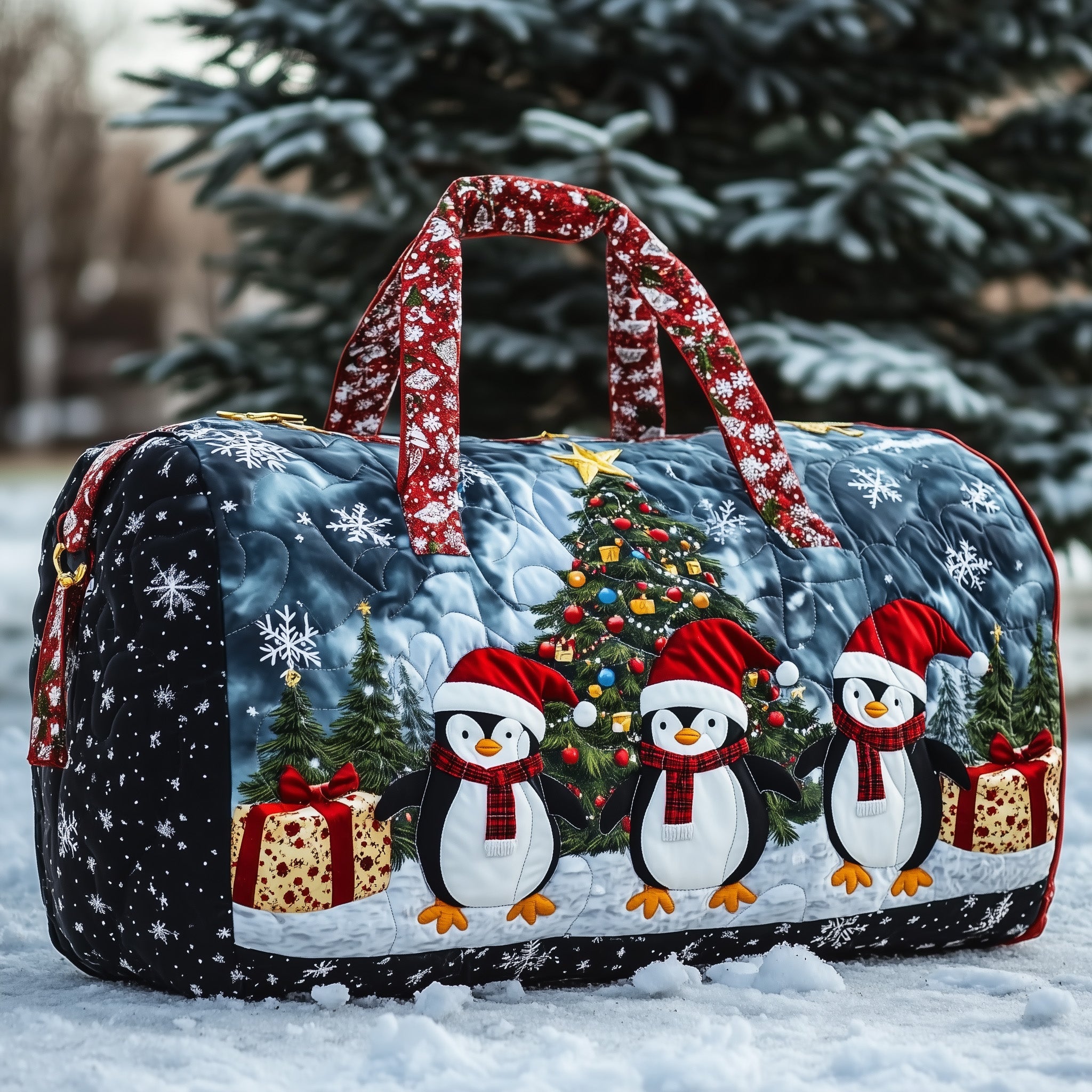 Cozy Christmas Quilted Duffle Bag Mother's Day Gift Idea