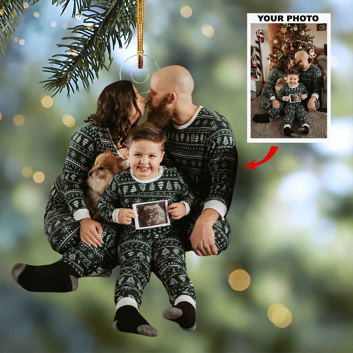 Cozy Christmas Smiles Personalized Photo Mica Ornament Gift For Family Family Members