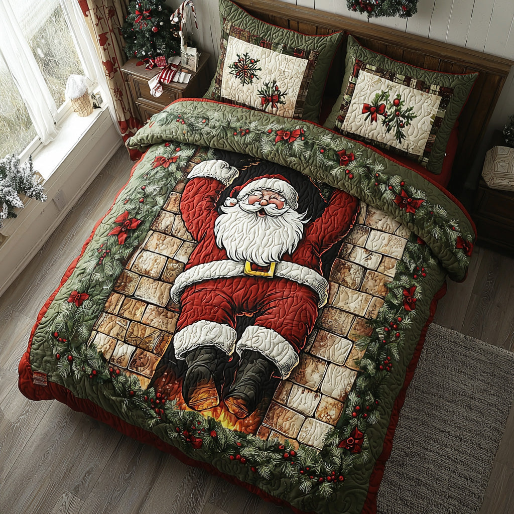 Cozy Claus Quilted Bedding Set Best Holiday Duvet Covers Mother In Law Presents Christmas