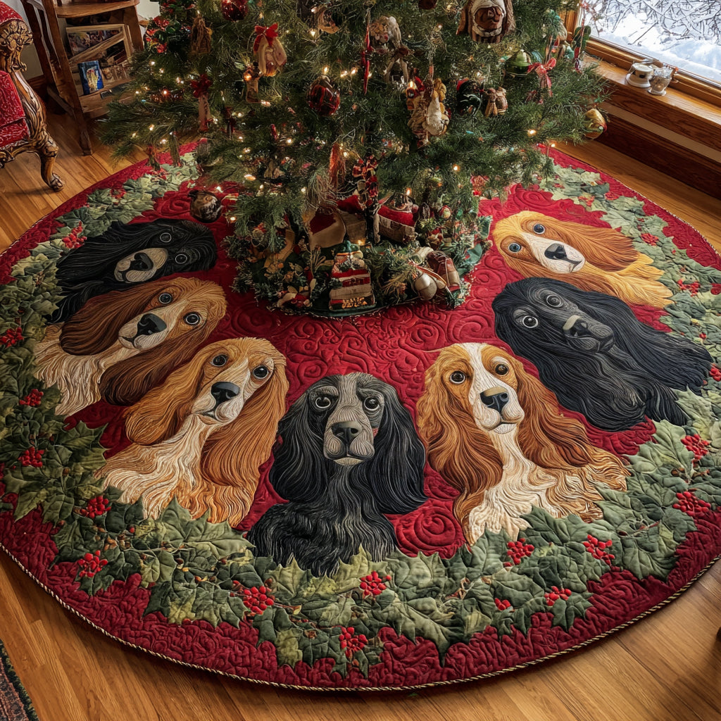 Cozy Cocker Circle Christmas Quilted Tree Skirt Xmas Decorations Gifts For Cocker Spaniel Lovers