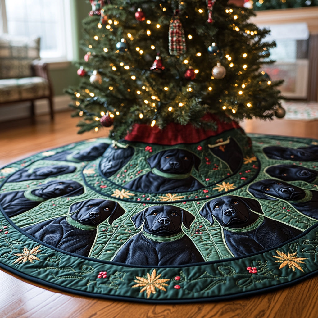 Cozy Companion Christmas Quilted Tree Skirt Xmas Home Decor Labrador Retriever Gifts