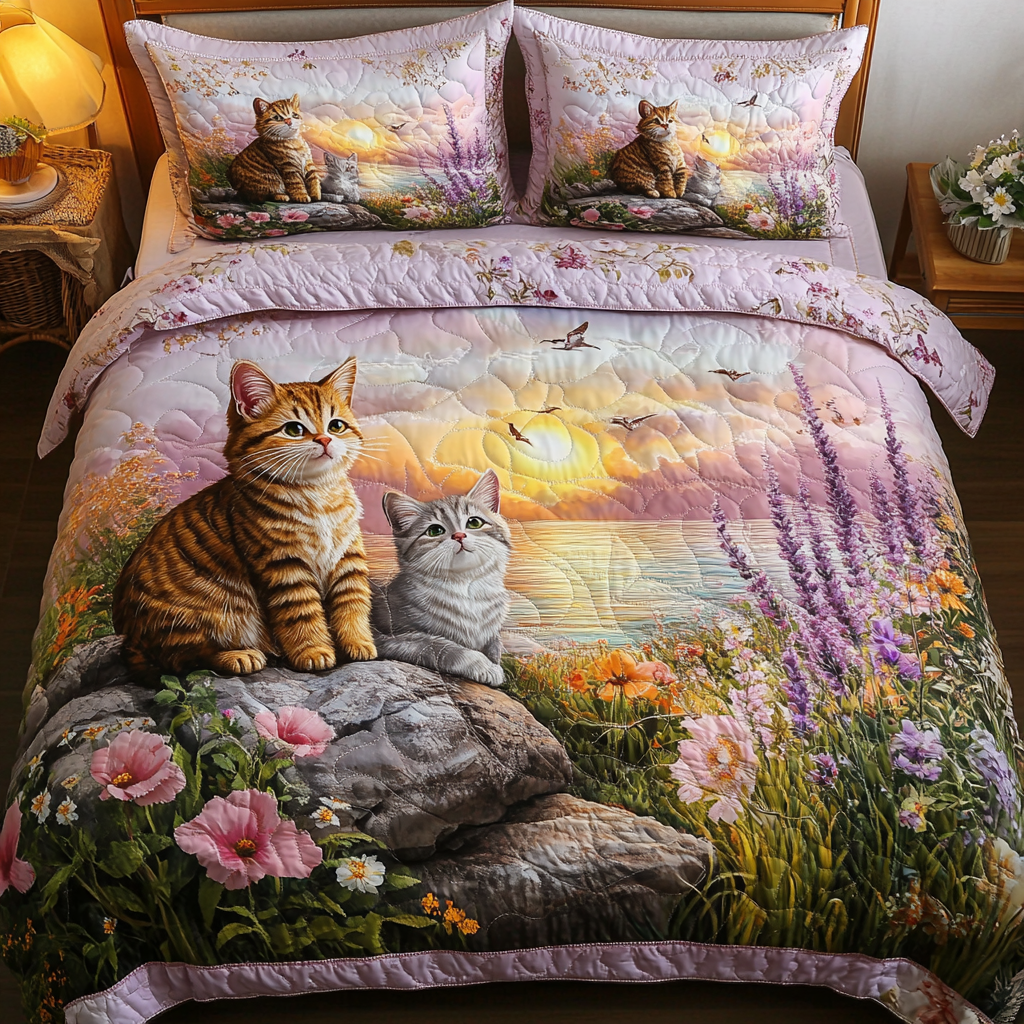 Cozy Companions Quilted Bedding Set Lightweight Duvet Cover Set for Year-Round Comfort