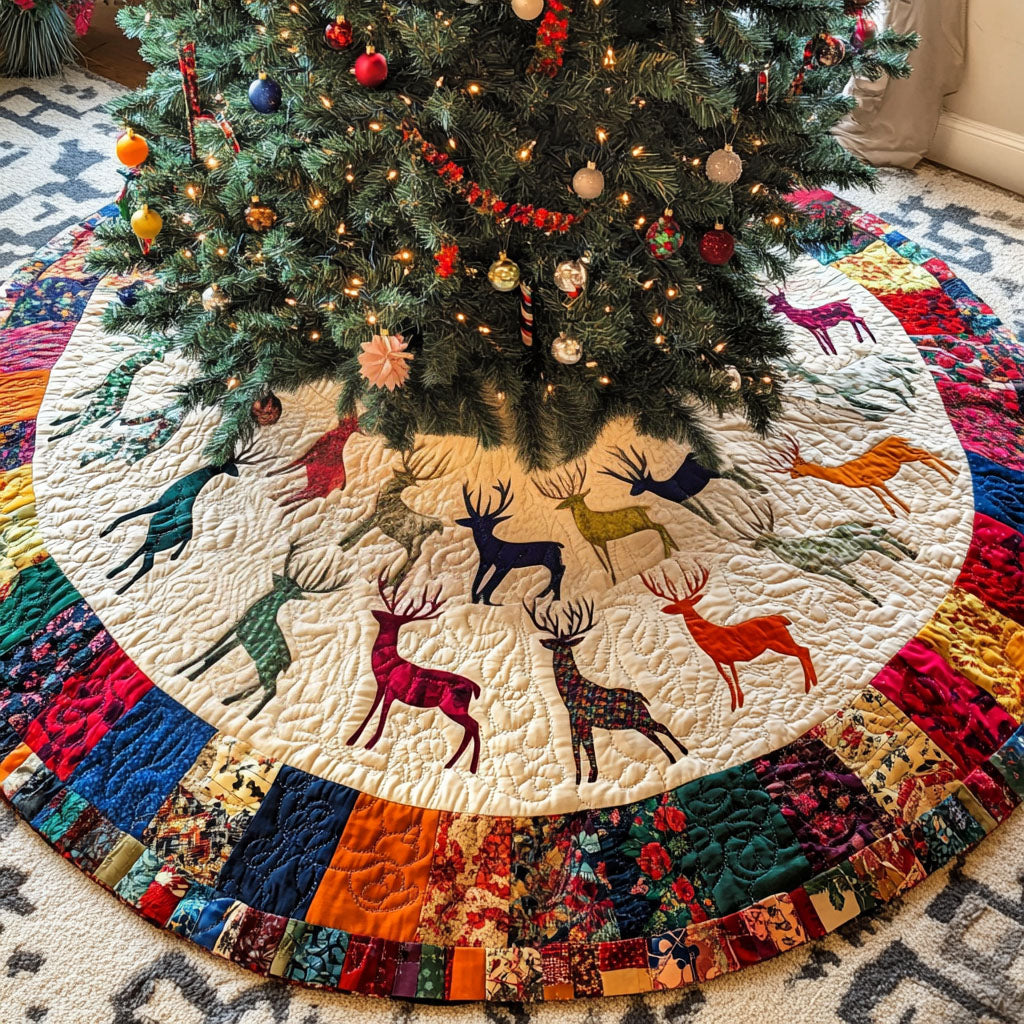 Cozy Companions Quilted Christmas Tree Skirt Merry And Bright Holiday Decor