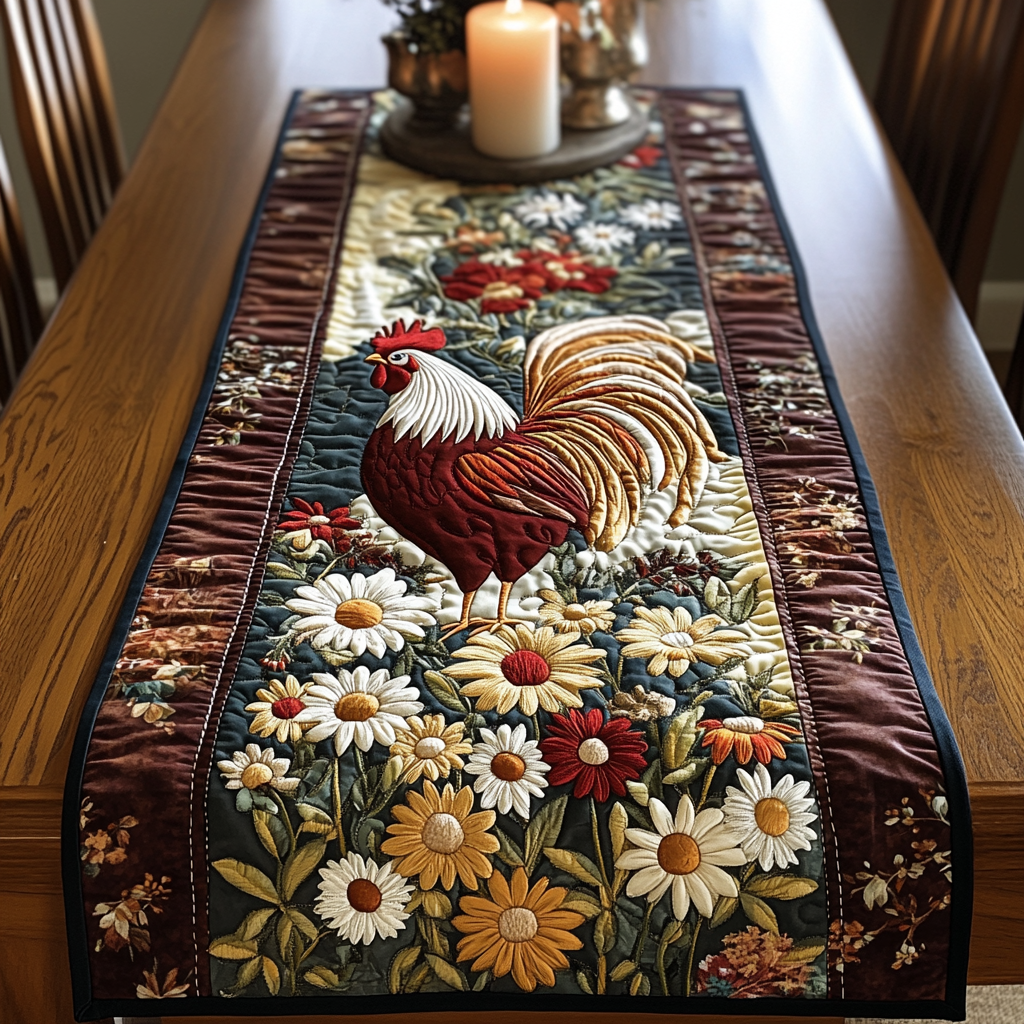 Cozy Coop Quilted Table Runner Kitchen Decor Gift Ideas For Chicken Lovers