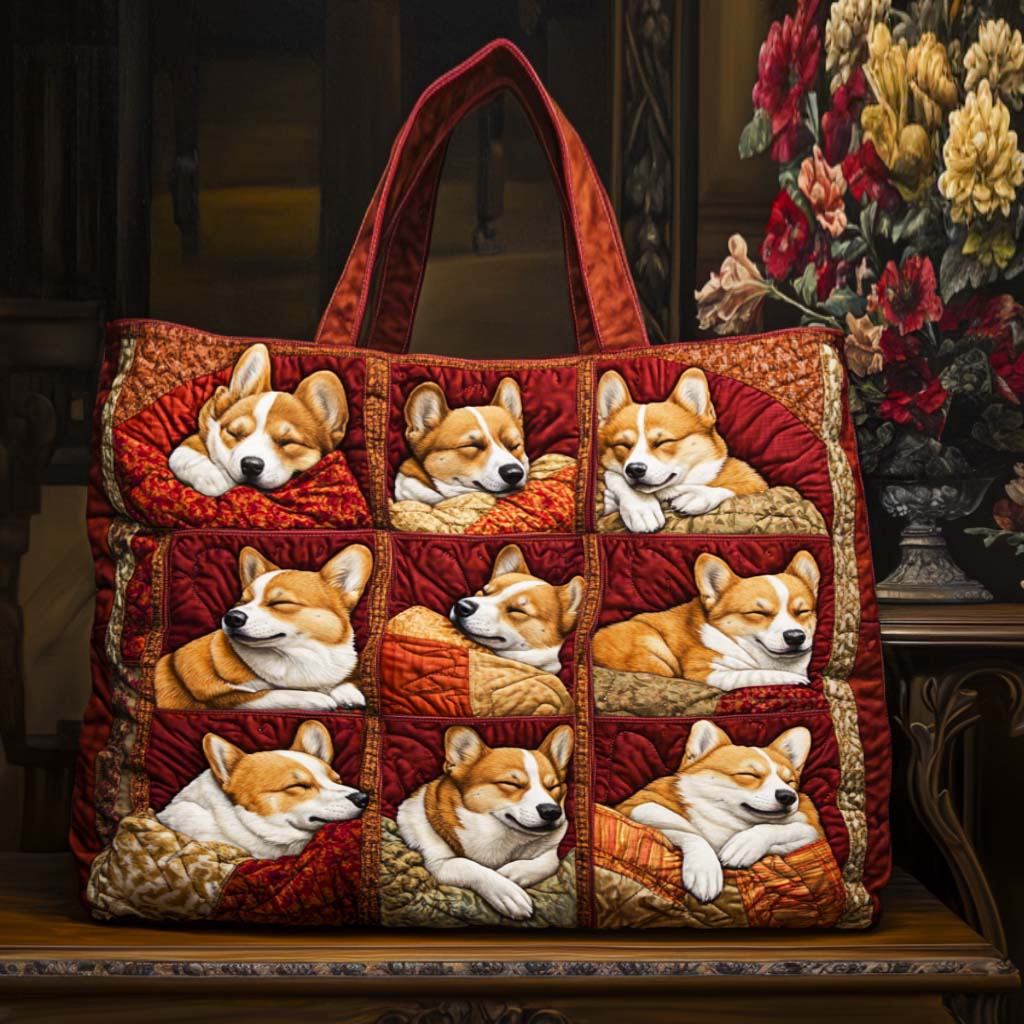 Cozy Corgis Quilted Tote Bag Best Gifts For Pet Dog Lovers