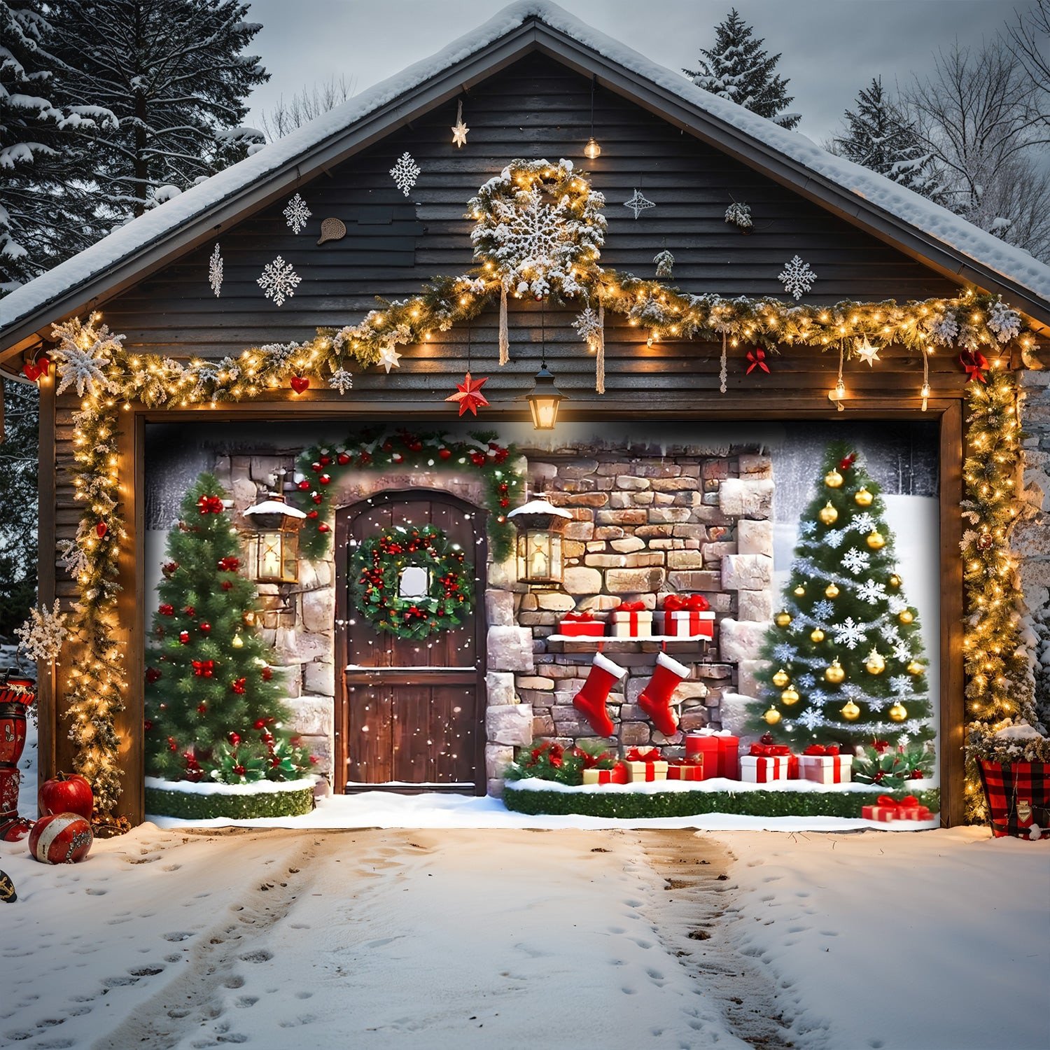 Cozy Corner Christmas Garage Door Banner Merry Christmas Xmas Home Decor Gifts For Family