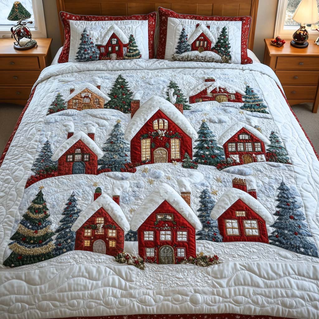 Cozy Cottage Night Quilted Bedding Set Queen Size Comforter Set Things To Get Your Mom For Christmas