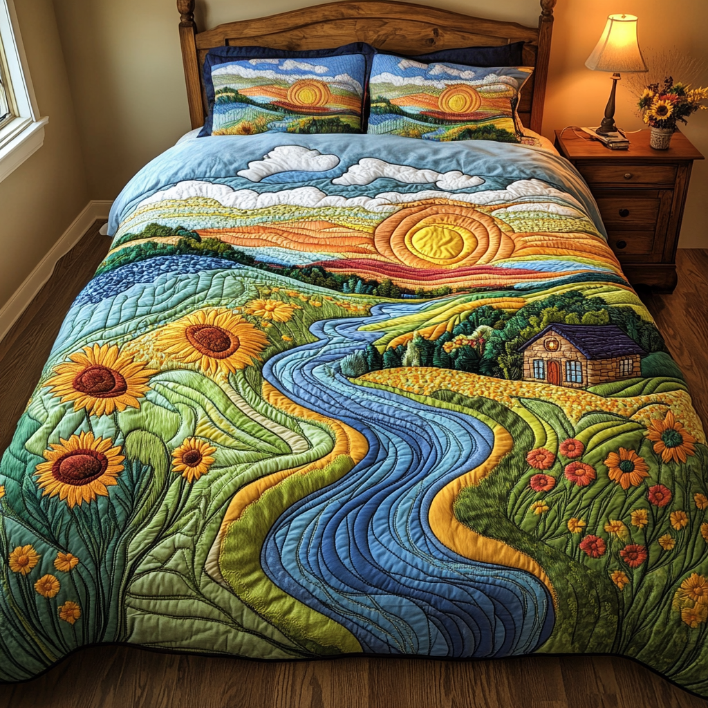 Cozy Cottage Quilted Bedding Set Perfect Bedding Gift Set for Family and Friends