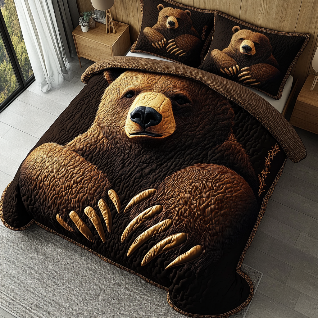 Cozy Cub Quilted Bedding Set Christmas Bedding Duvet Cover Presents For Wildlife Lovers