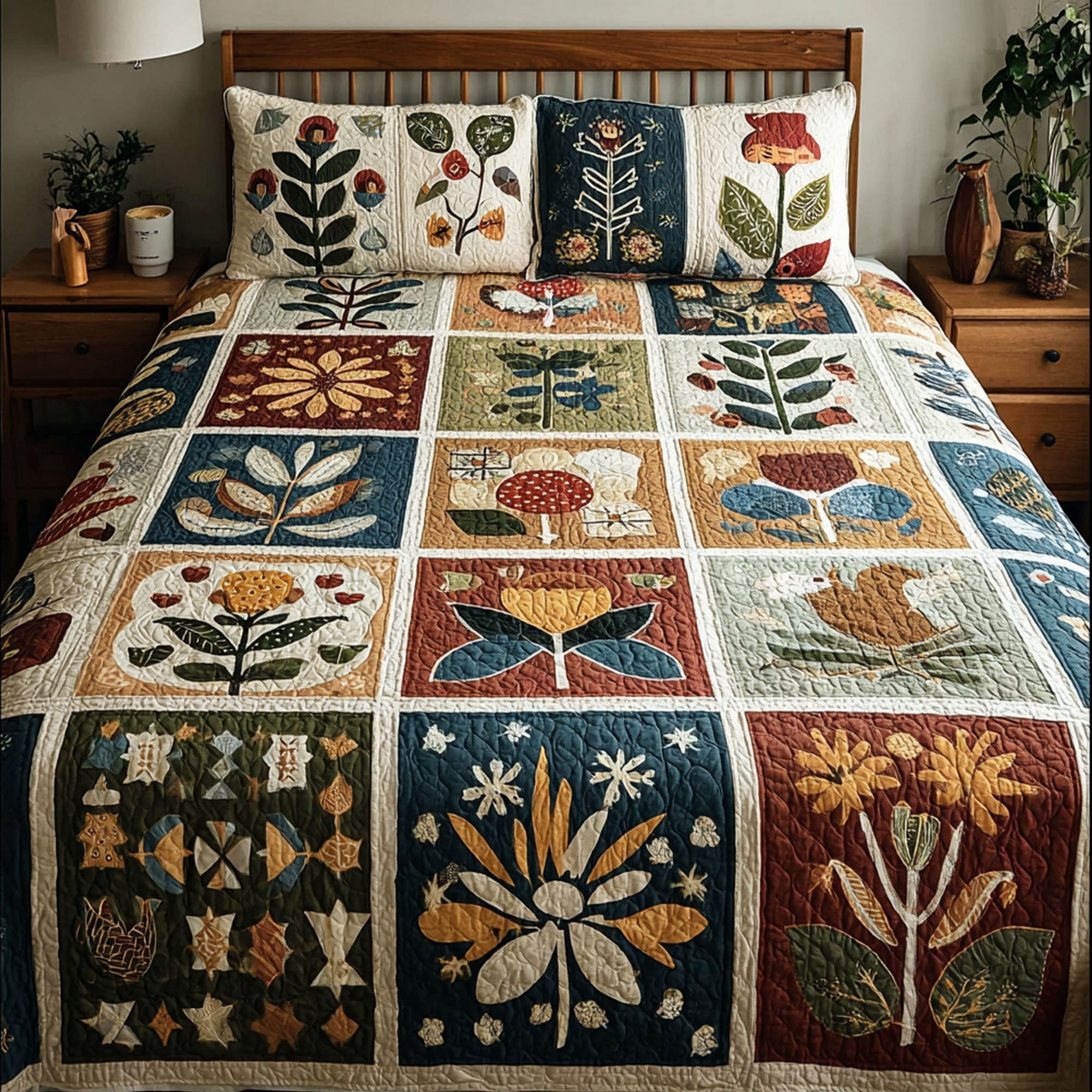 Cozy Cubes Quilted Bedding Set Lightweight Duvet Cover Set for Year-Round Comfort