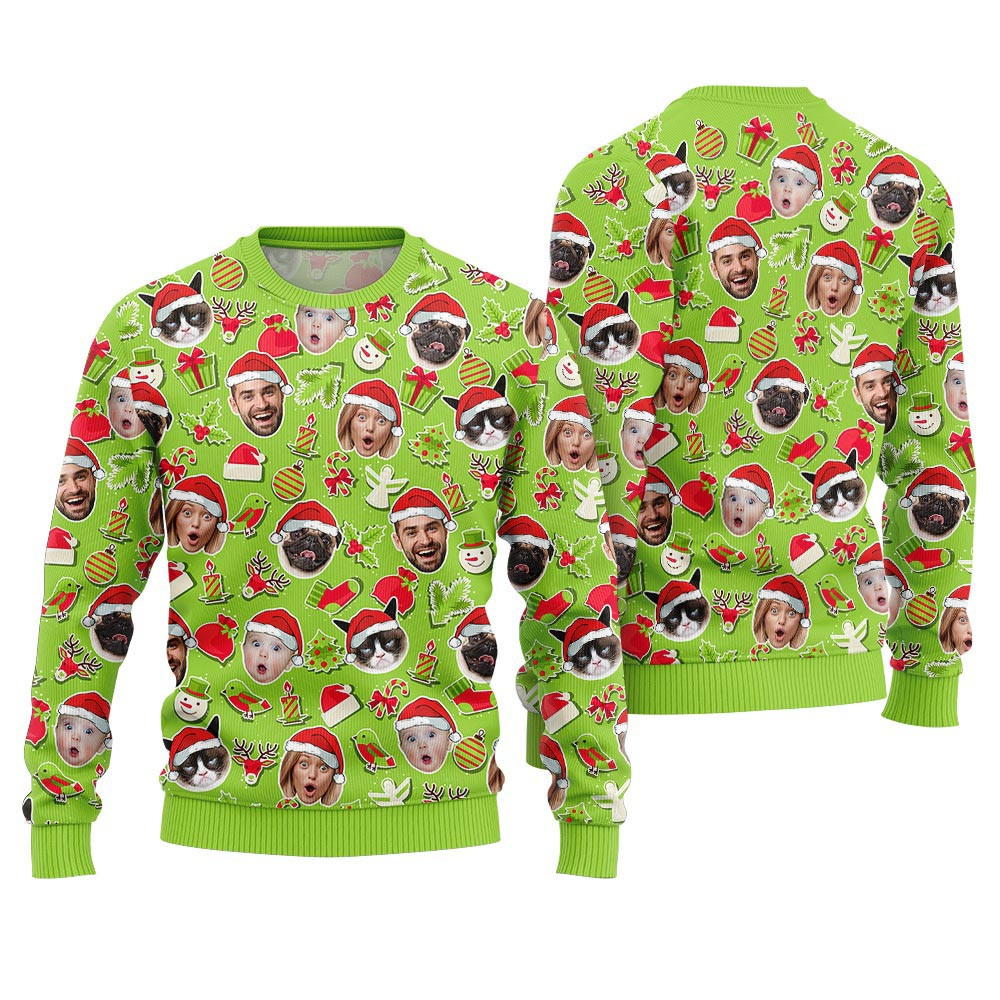 Cozy Custom Family Faces And Pet Ugly Christmas Sweater Holiday Sweaters For Men