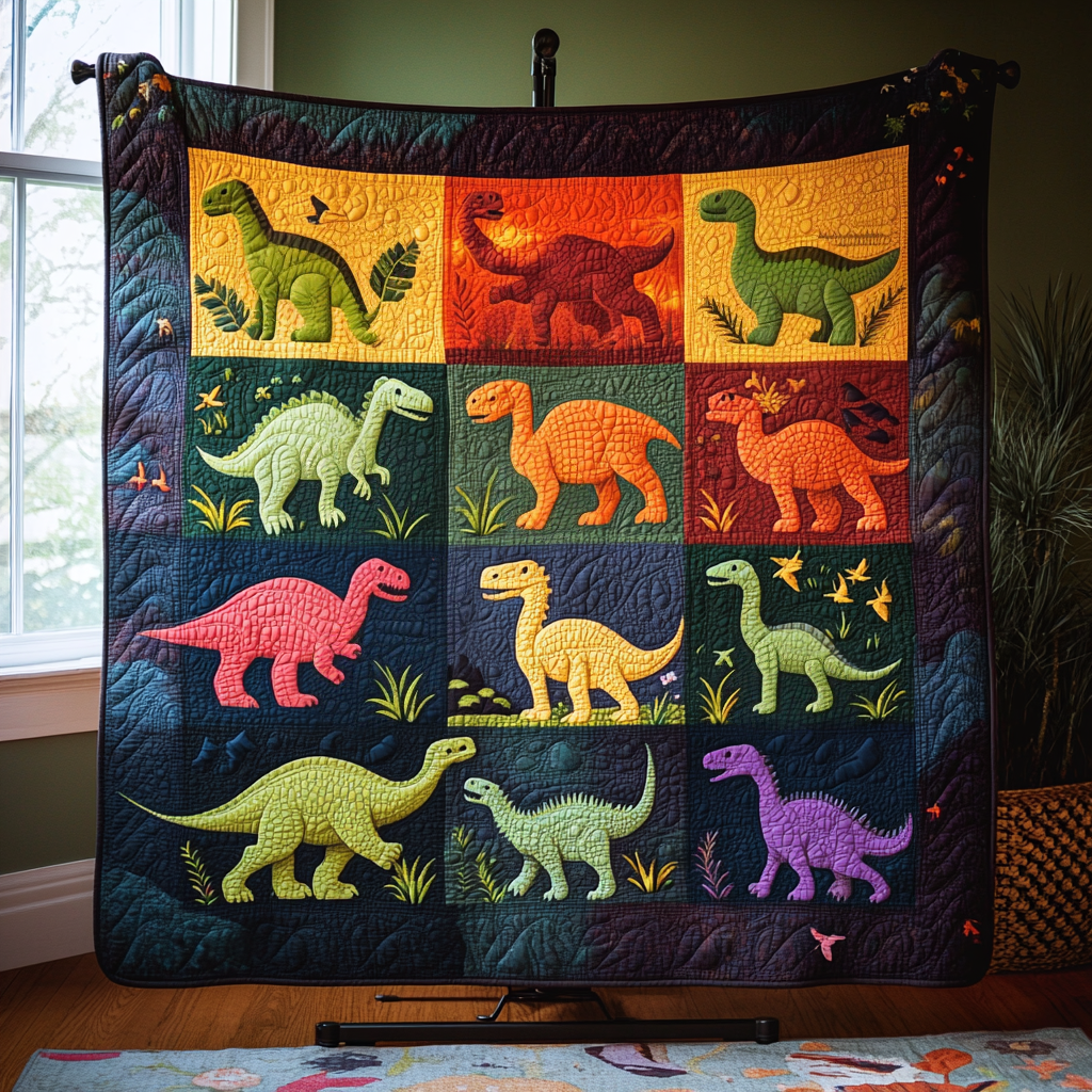 Cozy Dinosaurs Quilted Blanket Holiday Throw Blanket Dinosaur Gifts For Adults