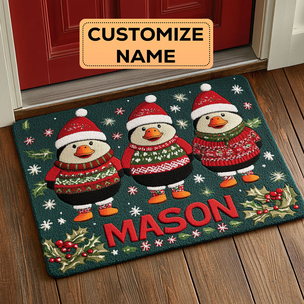 Cozy Duck Custom Personalized Doormat Best Gift For Friends and Family on Christmas Day