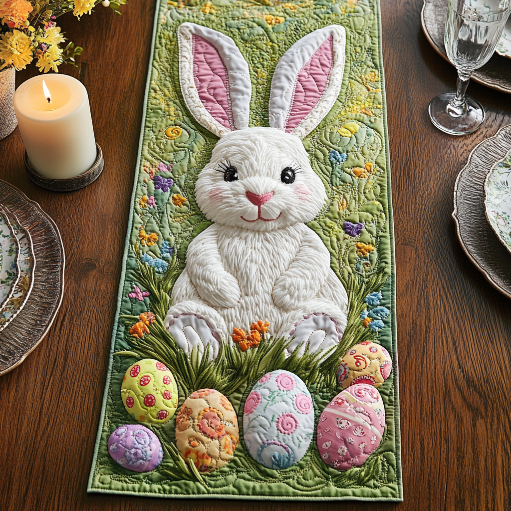 Cozy Easter Quilted Table Runner Easter Spring Table Runner Best Family Gifts