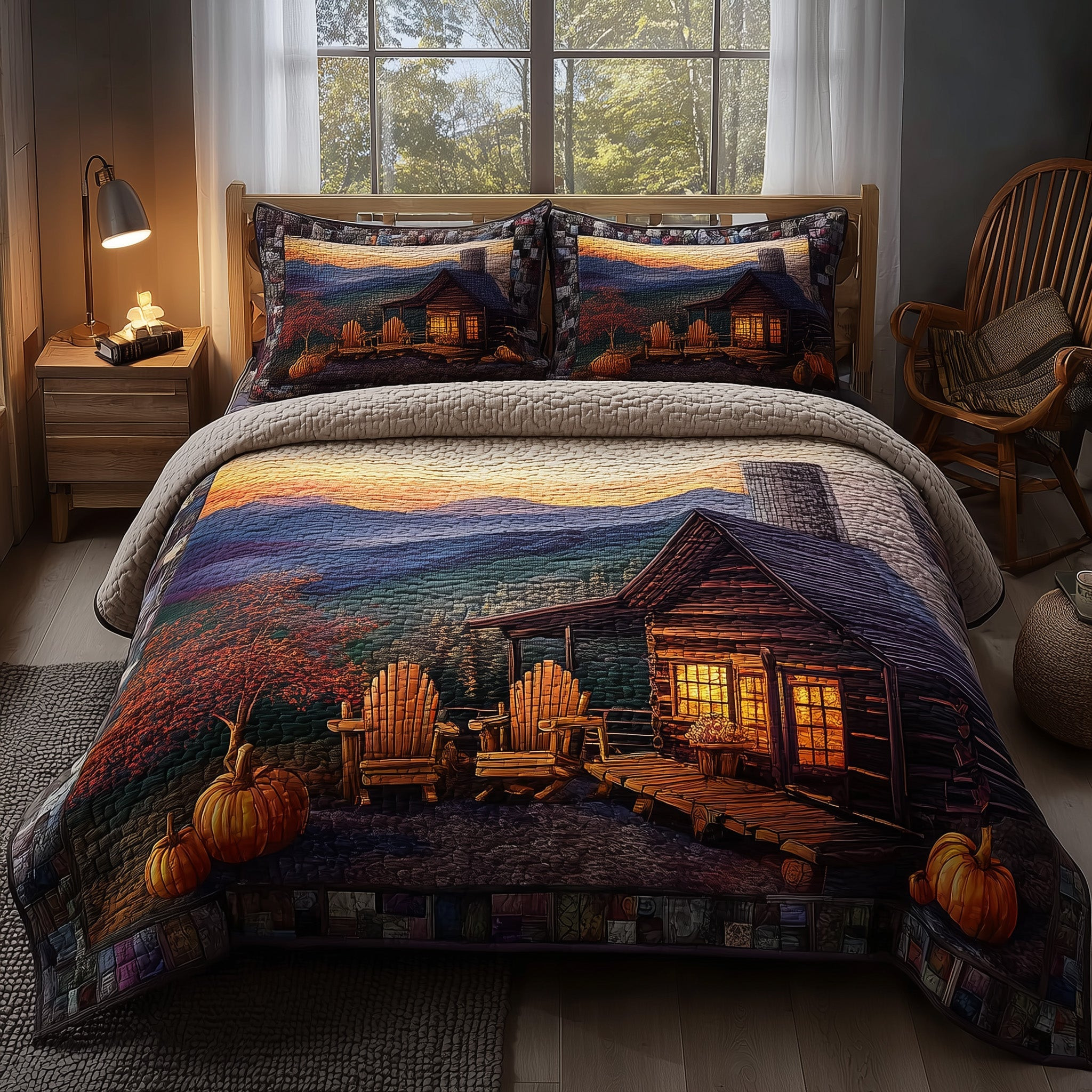 Cozy Fall Quilted Bedding Set Duvet Cover Best Camping Gifts For Boyfriend